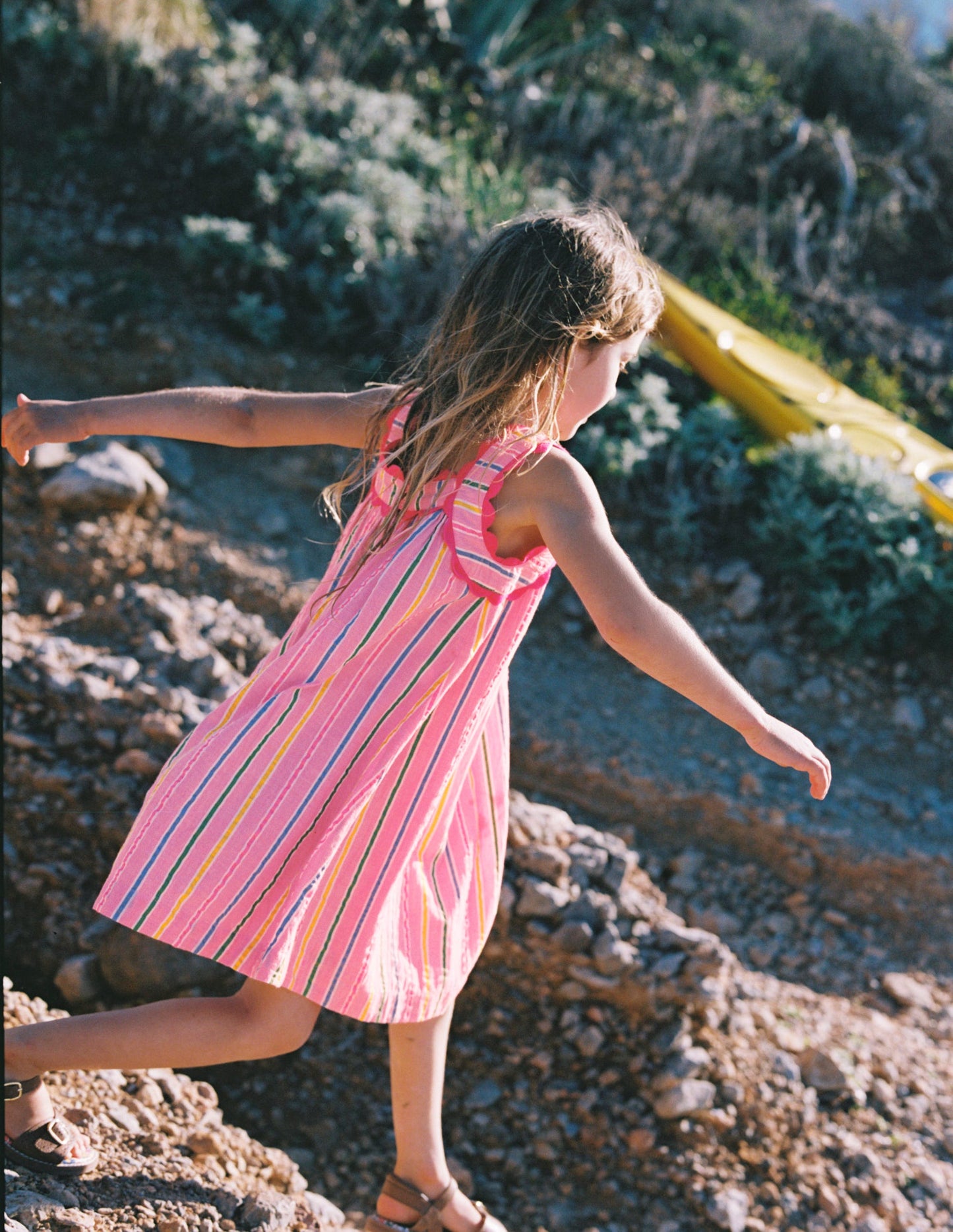 Maribel Strappy Swing Sundress-Pink Multi Stripe