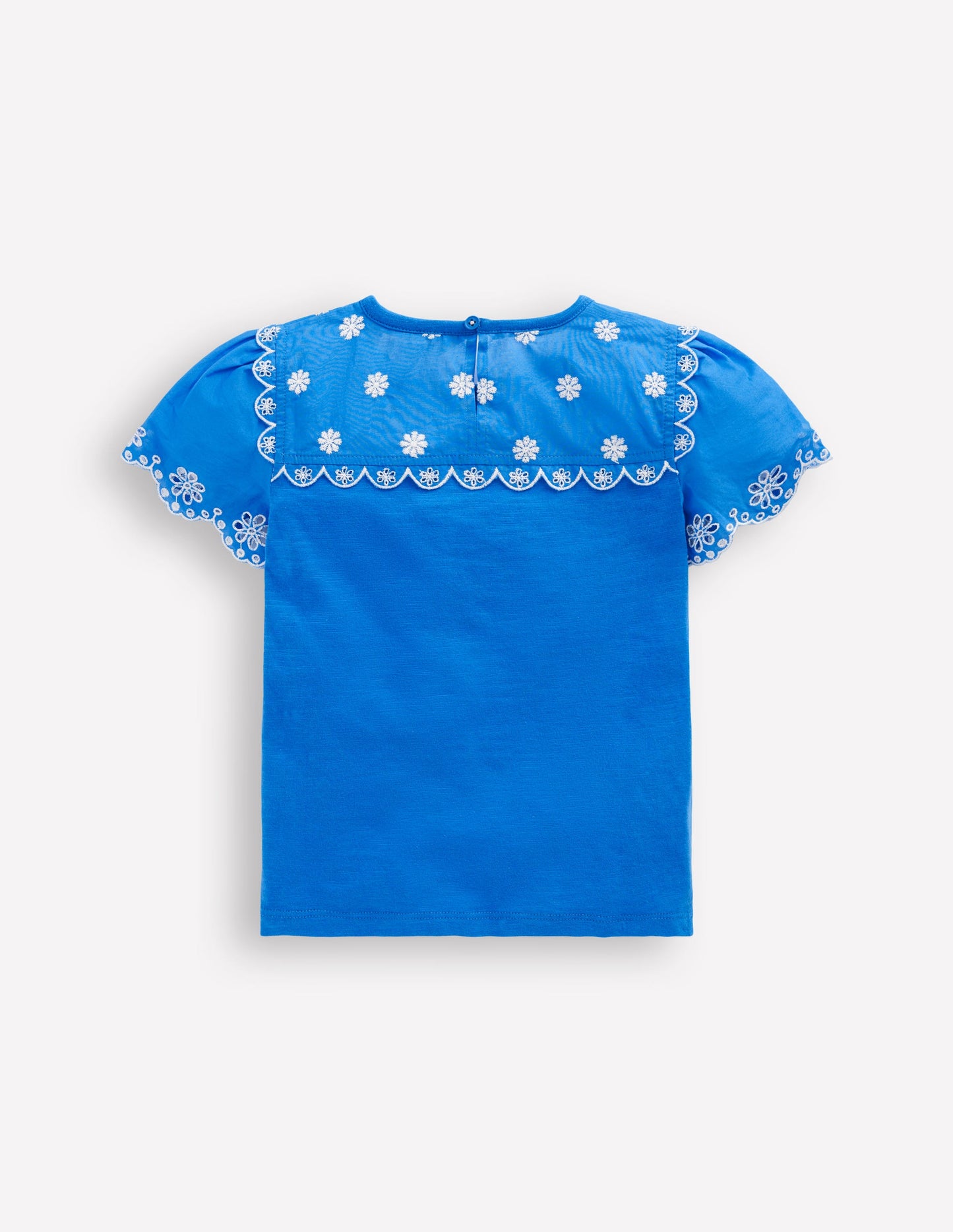 Broderie Sleeve Tee-Kingfisher Blue