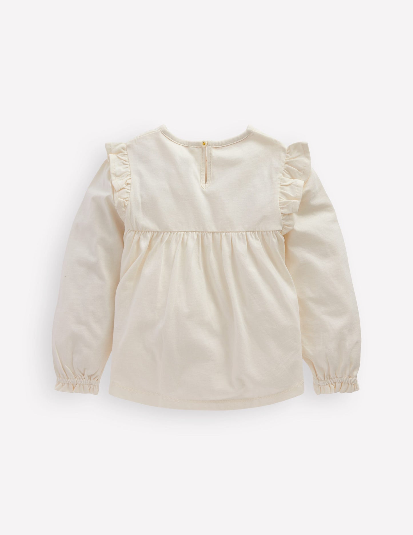 Embroidered Jersey Yoke Top-Soft Ivory Embroidery
