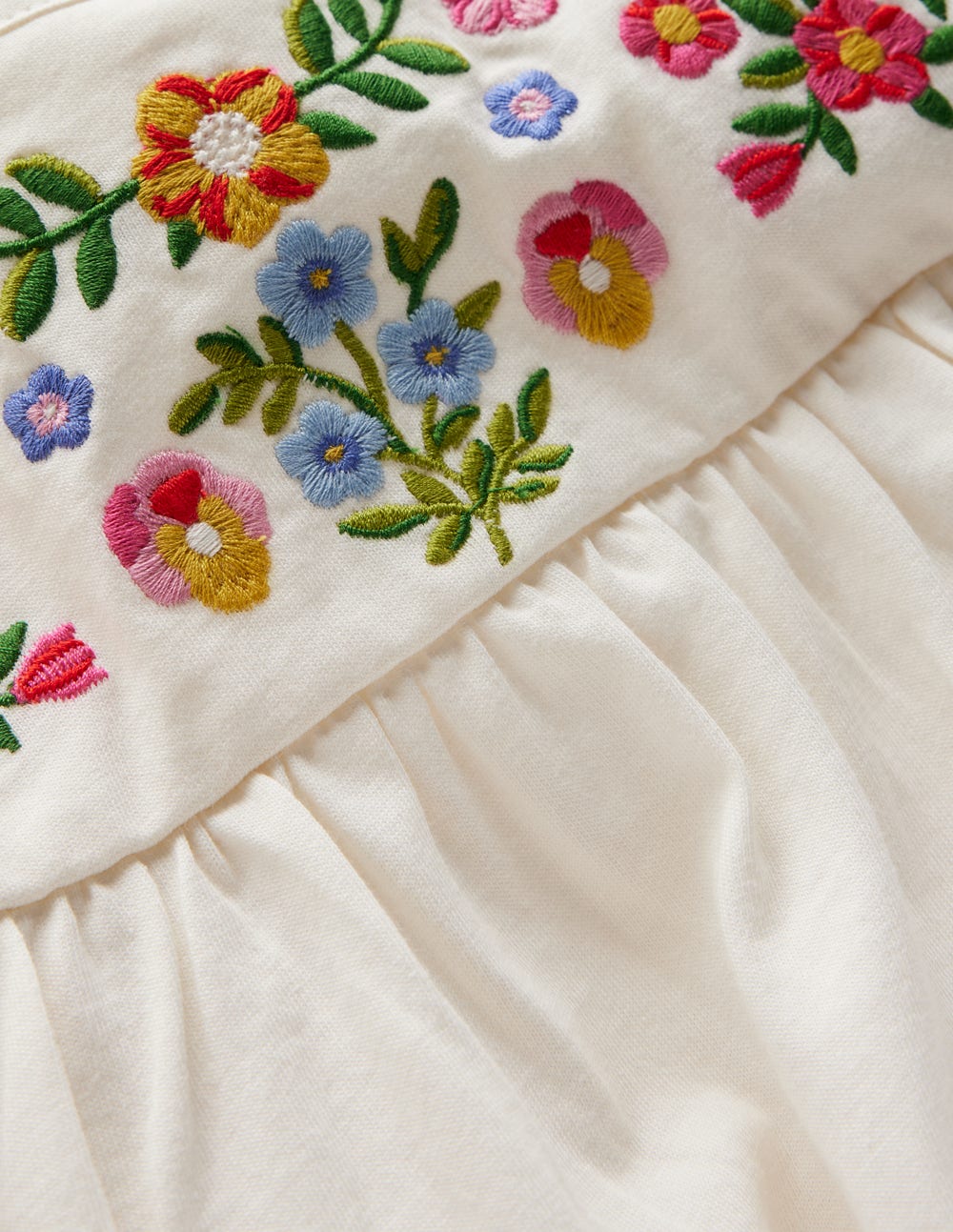 Embroidered Jersey Yoke Top-Soft Ivory Embroidery
