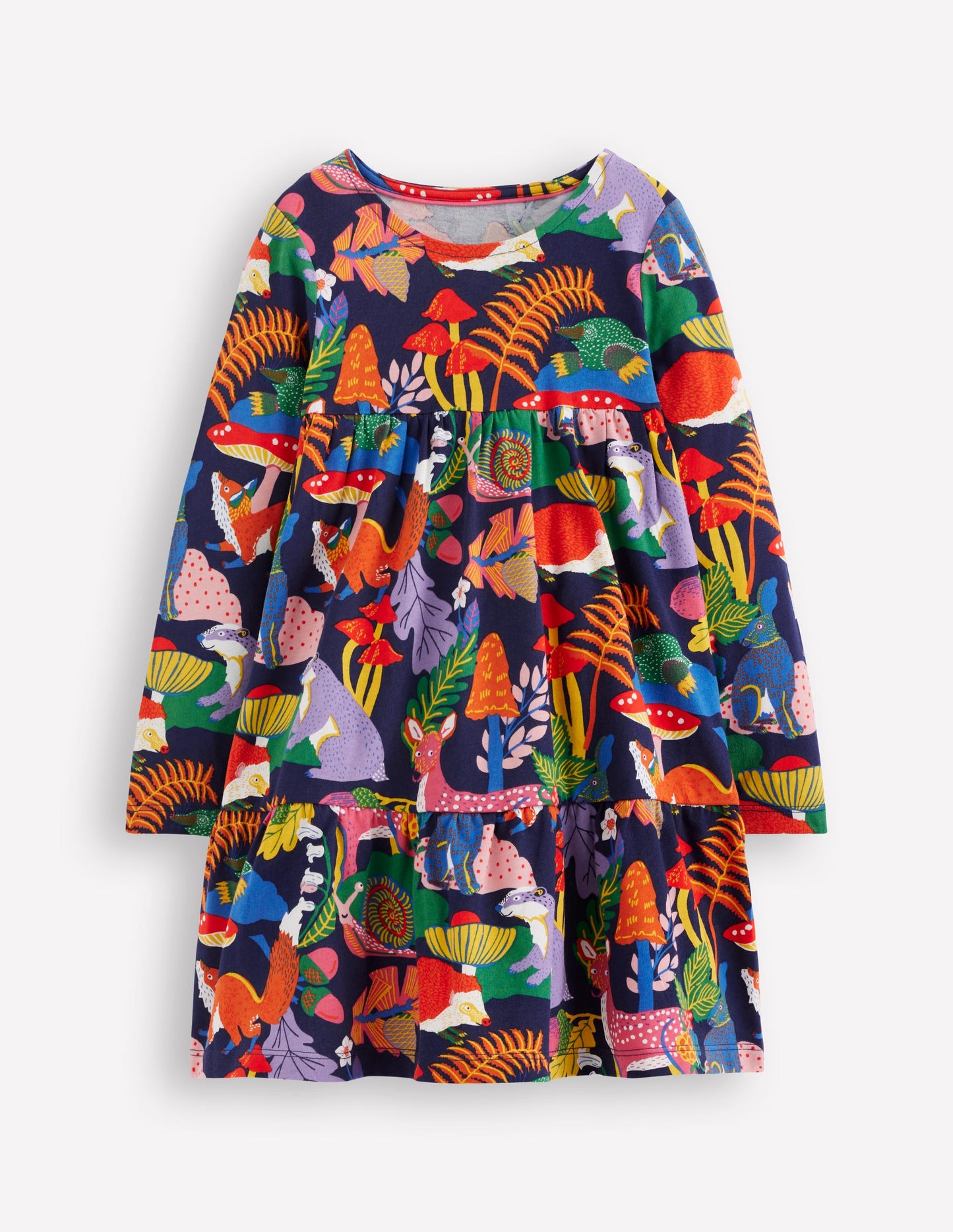 Ariel Long Sleeve Twirly Dress-Multi Rainbow Forrest