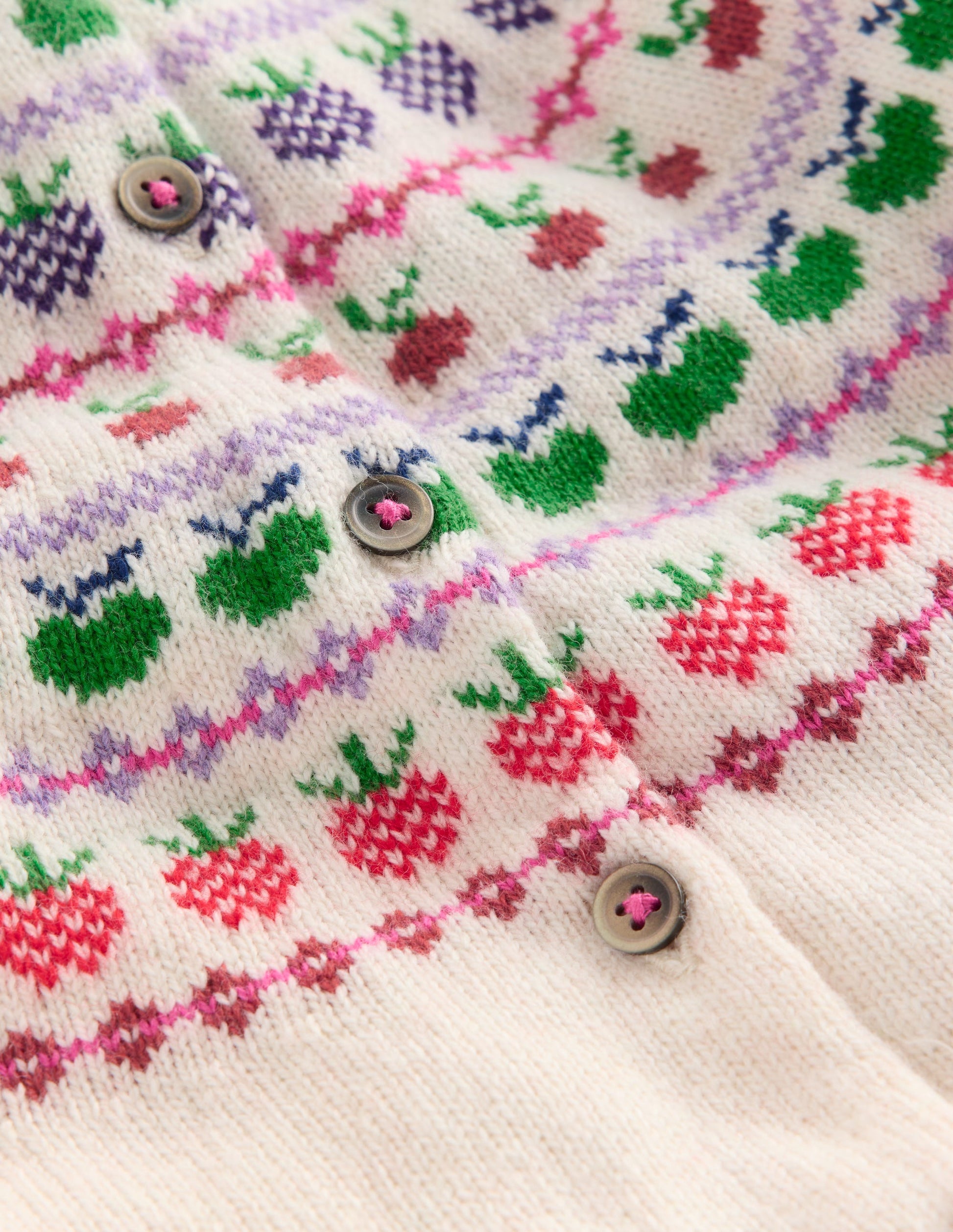 Edie Fair Isle Logo Cardigan-Ecru Marl Fruit-4