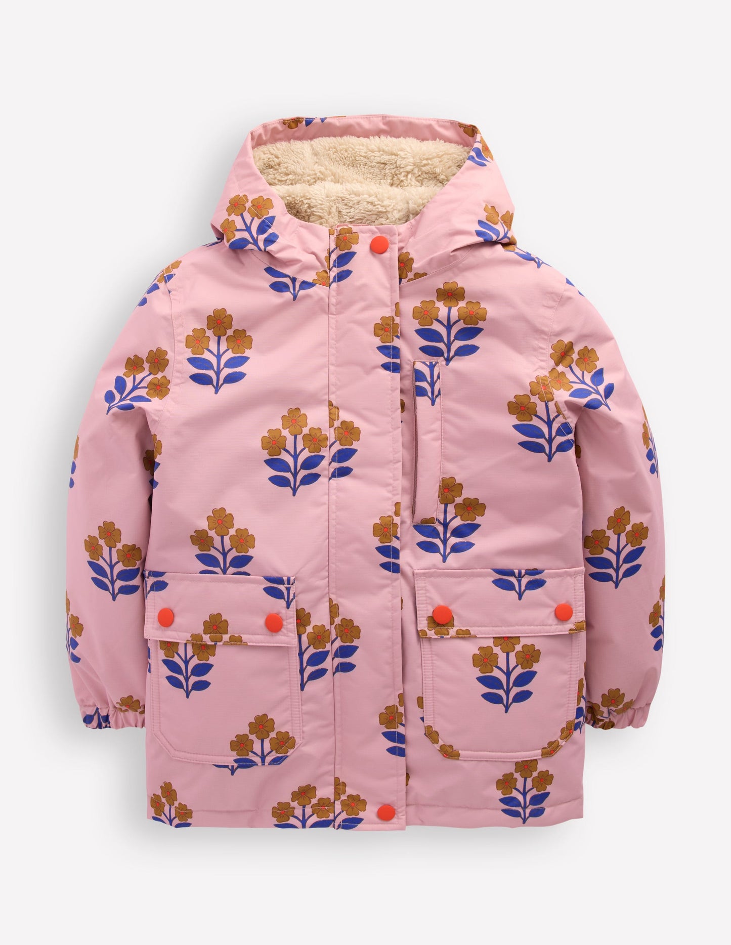 4-in-1 Waterproof Coat-Vintage Pink Floral Stamp