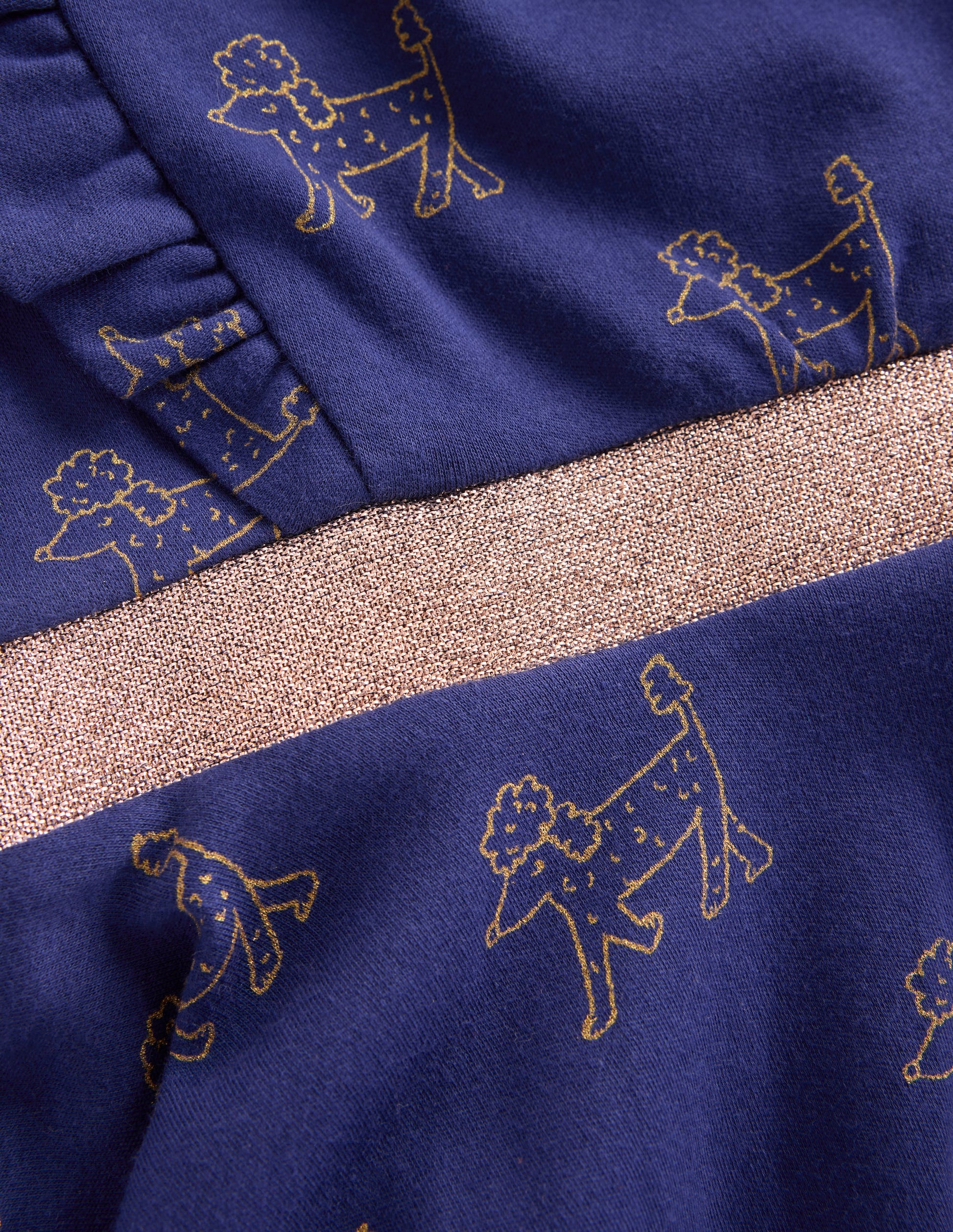 Cora Twirly Jersey Dress-Navy Foil Poodles-3
