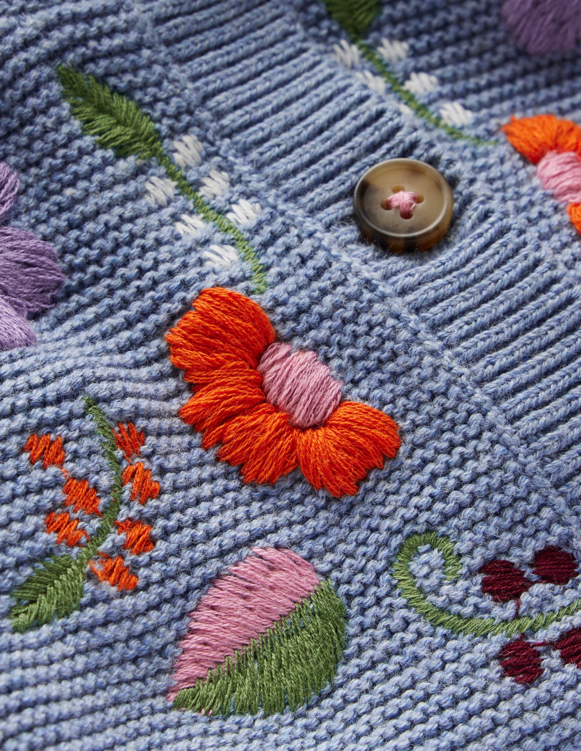 Pretty Embroidered Cardigan-Glacier Blue-3