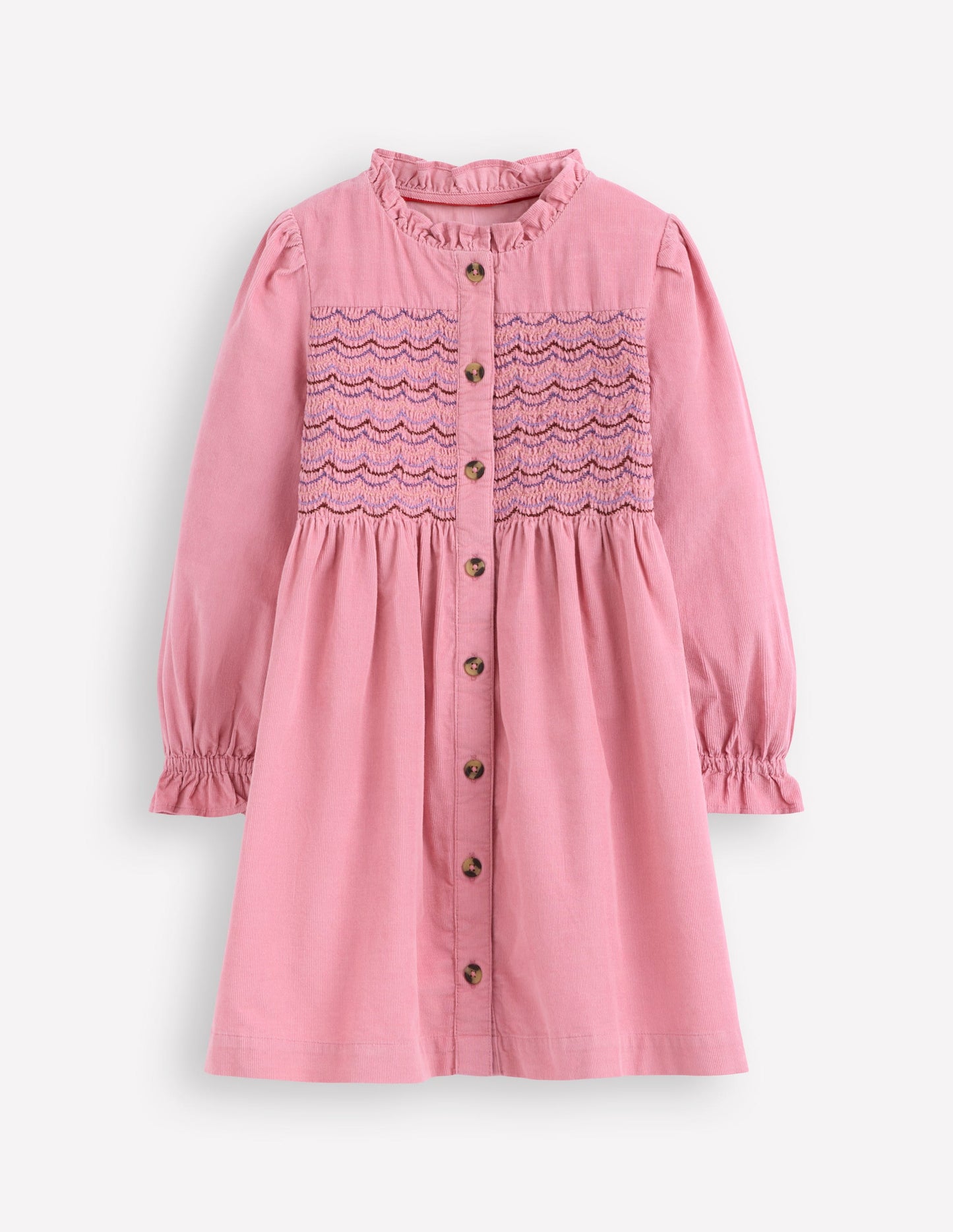 Suki Long Sleeve Smocked Dress-Formica Pink