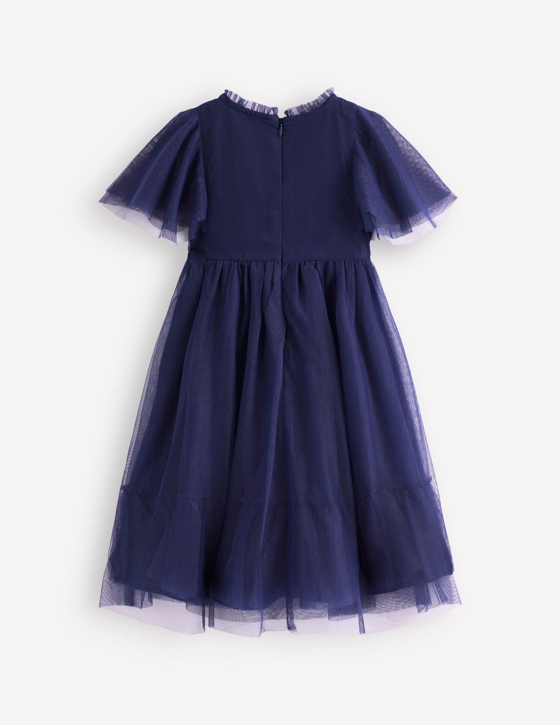 Embroidered Tulle Dress-College Navy-3