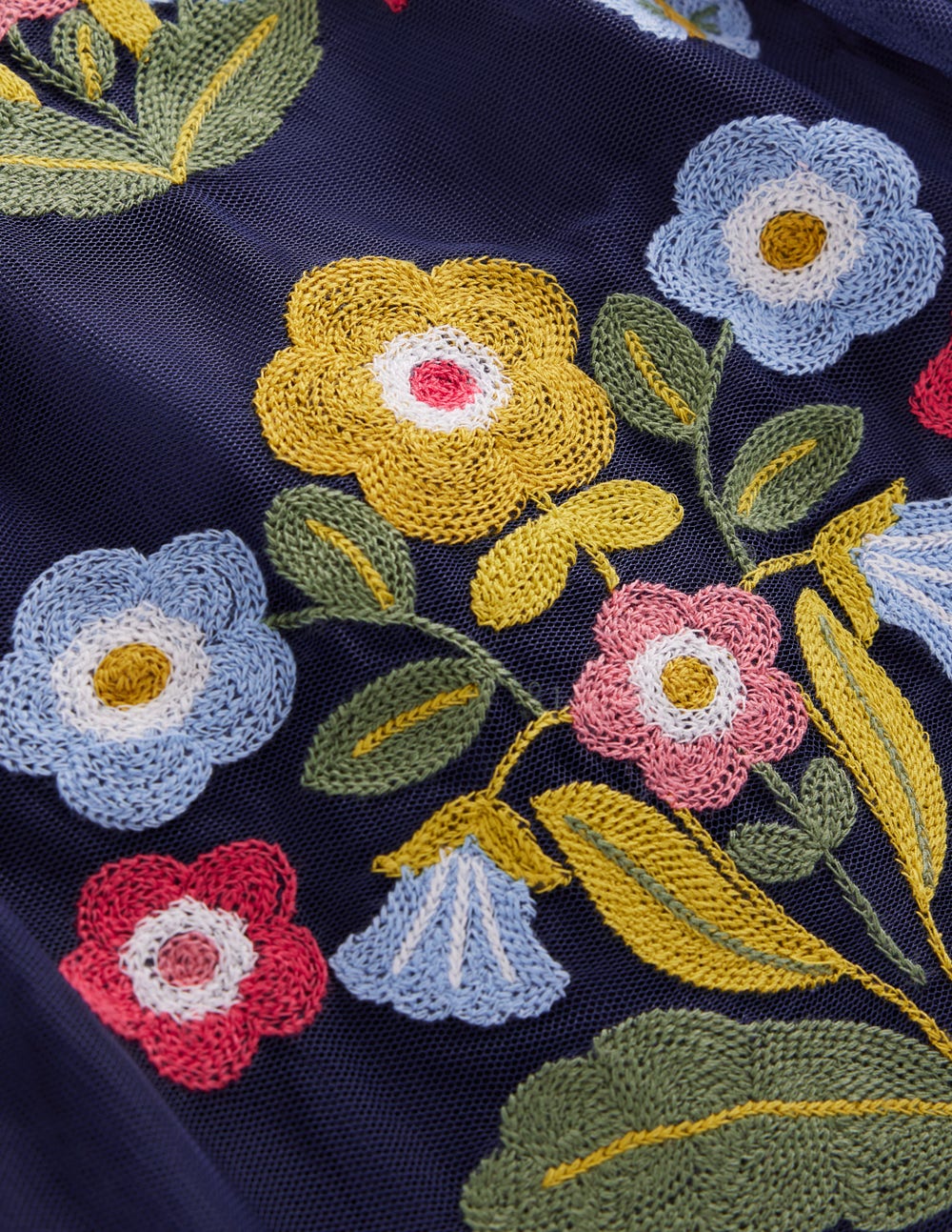 Embroidered Tulle Dress-College Navy-4