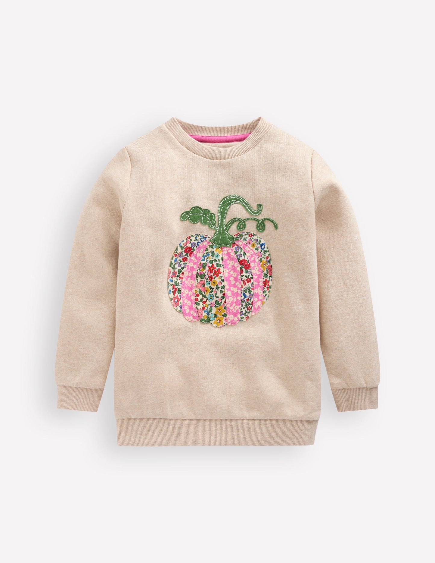 Applique Sweatshirt-Oatmeal Marl Pumpkin