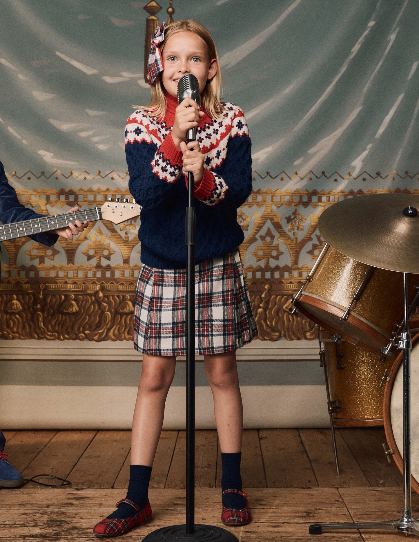 Fully Lined Button Kilt-Red and Soft Ivory Tartan