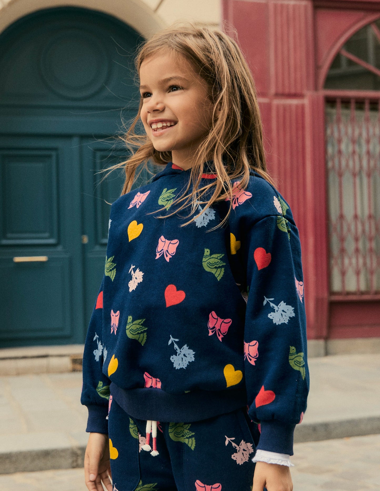 Printed Hoodie-College Navy Festive Fun