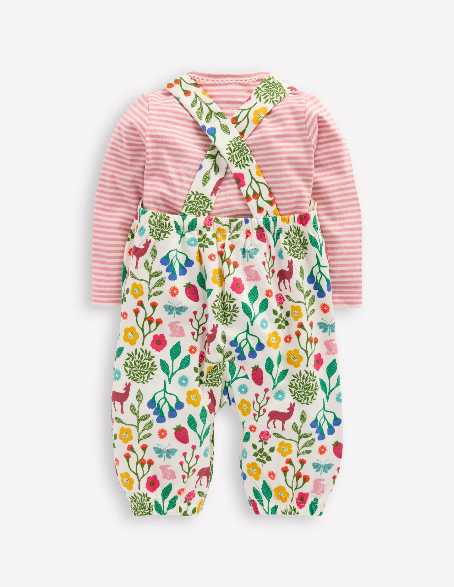 Jersey Dungaree Set-Ivory Woodland Walk