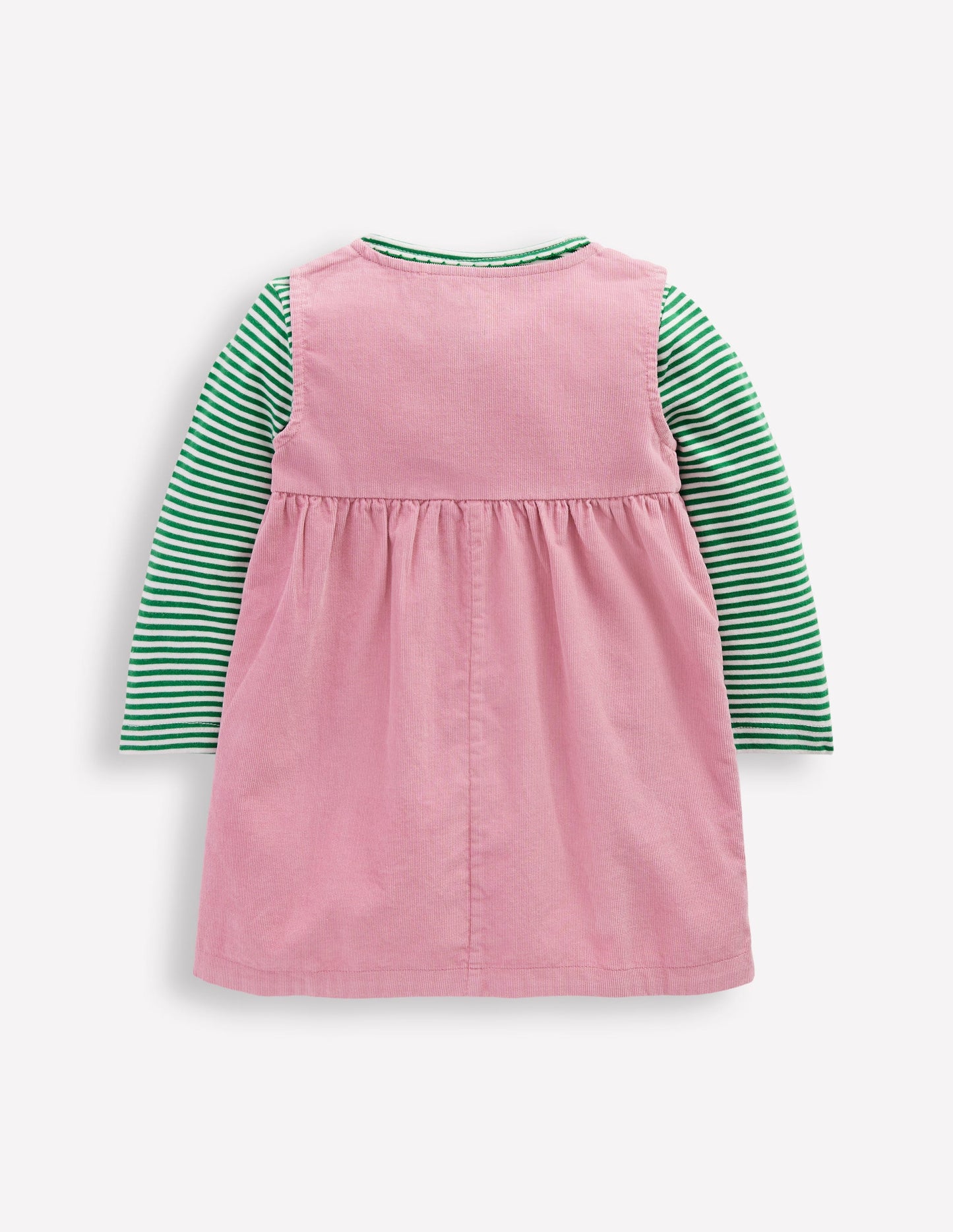 Woven Pinny Dress Set-Pink Apple