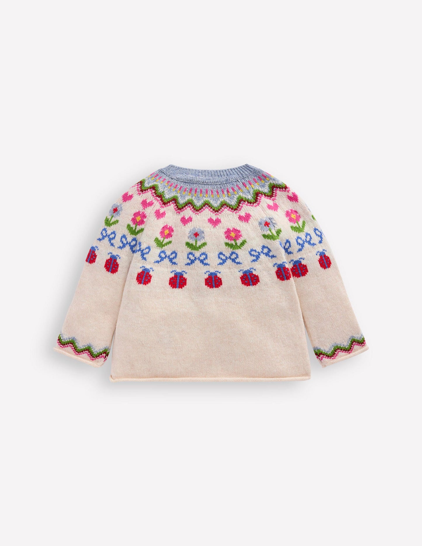 Edie Fair Isle Cardigan-Ecru Marl Flowers
