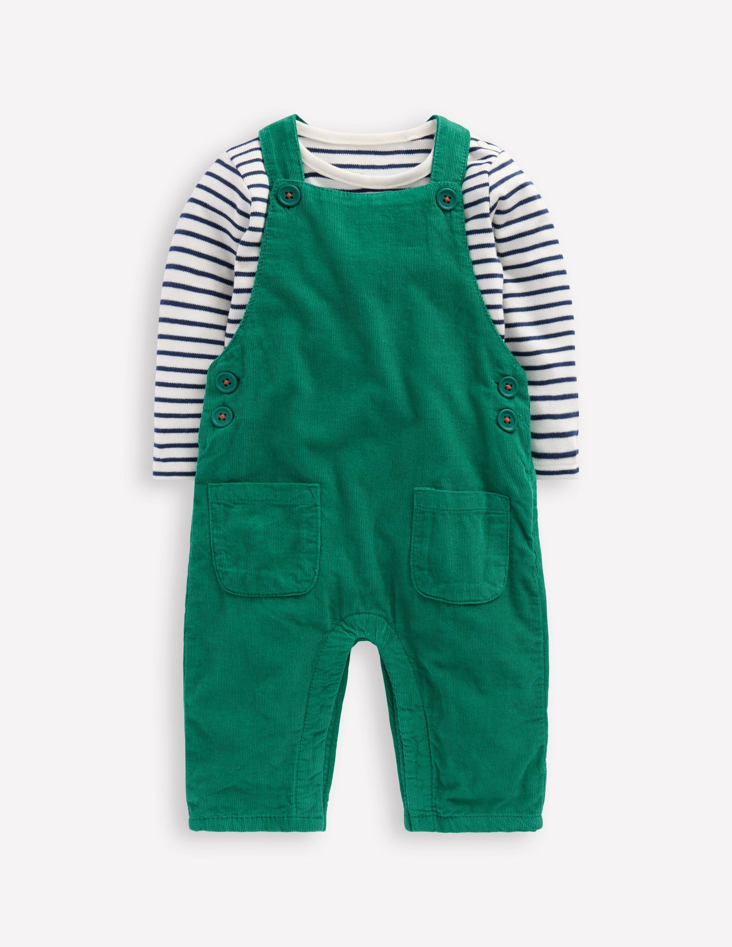Cord Dungaree Set-Jewel Green