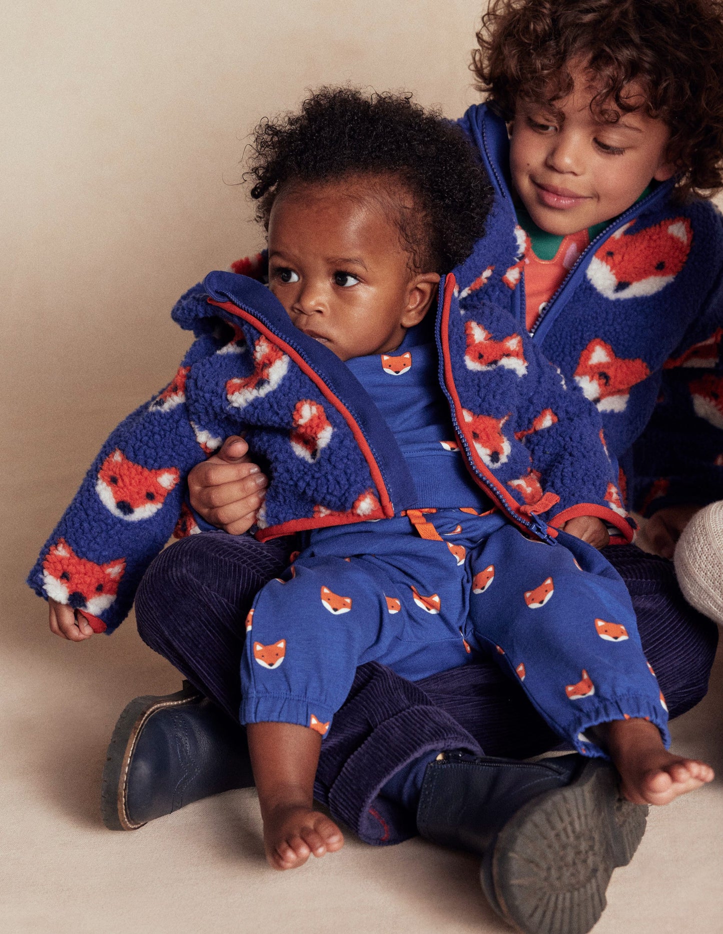 Boys Novelty Cosy Borg Jacket-Blue Foxes