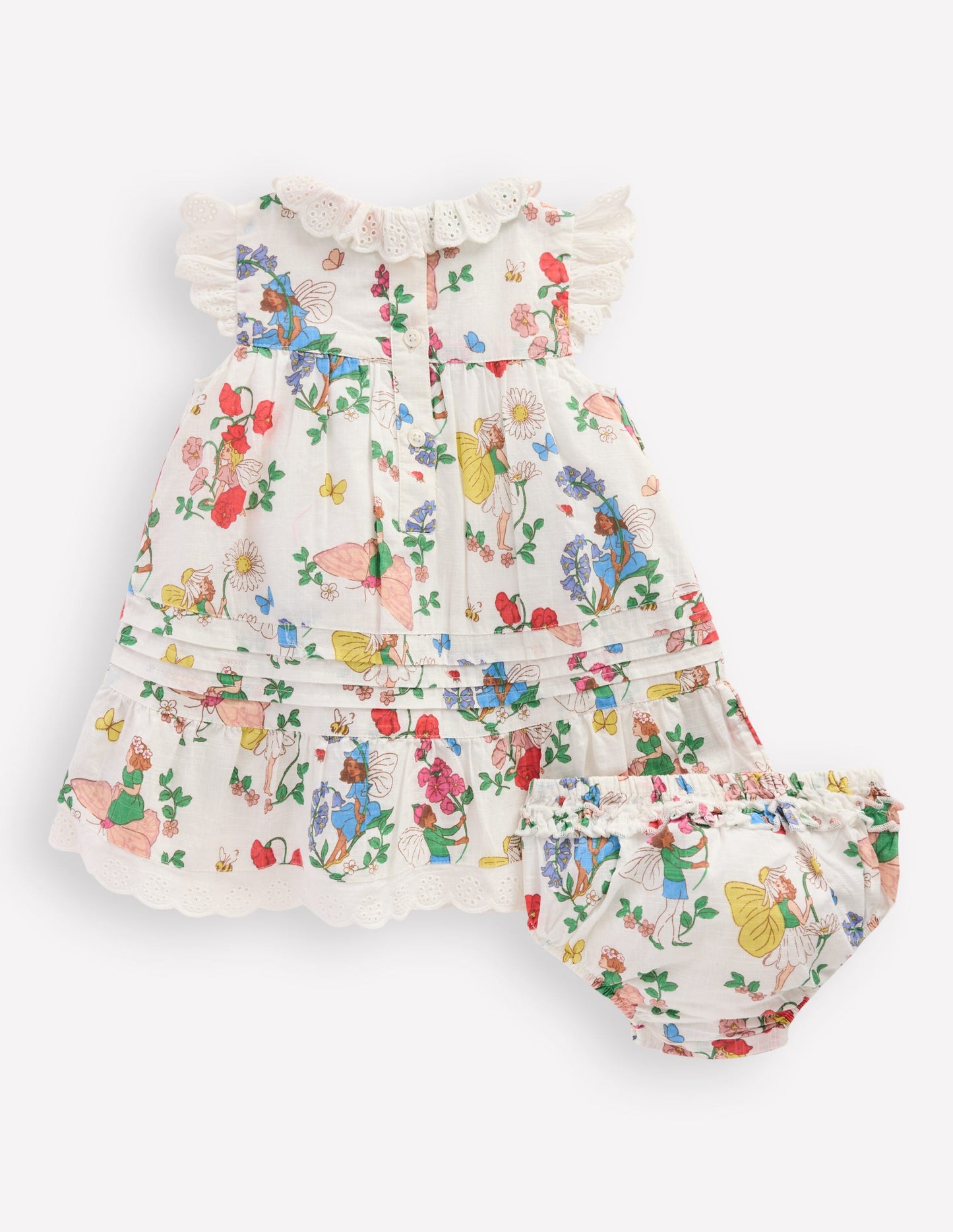 Broderie Ruffle Dress-Coconut Milk Fairies