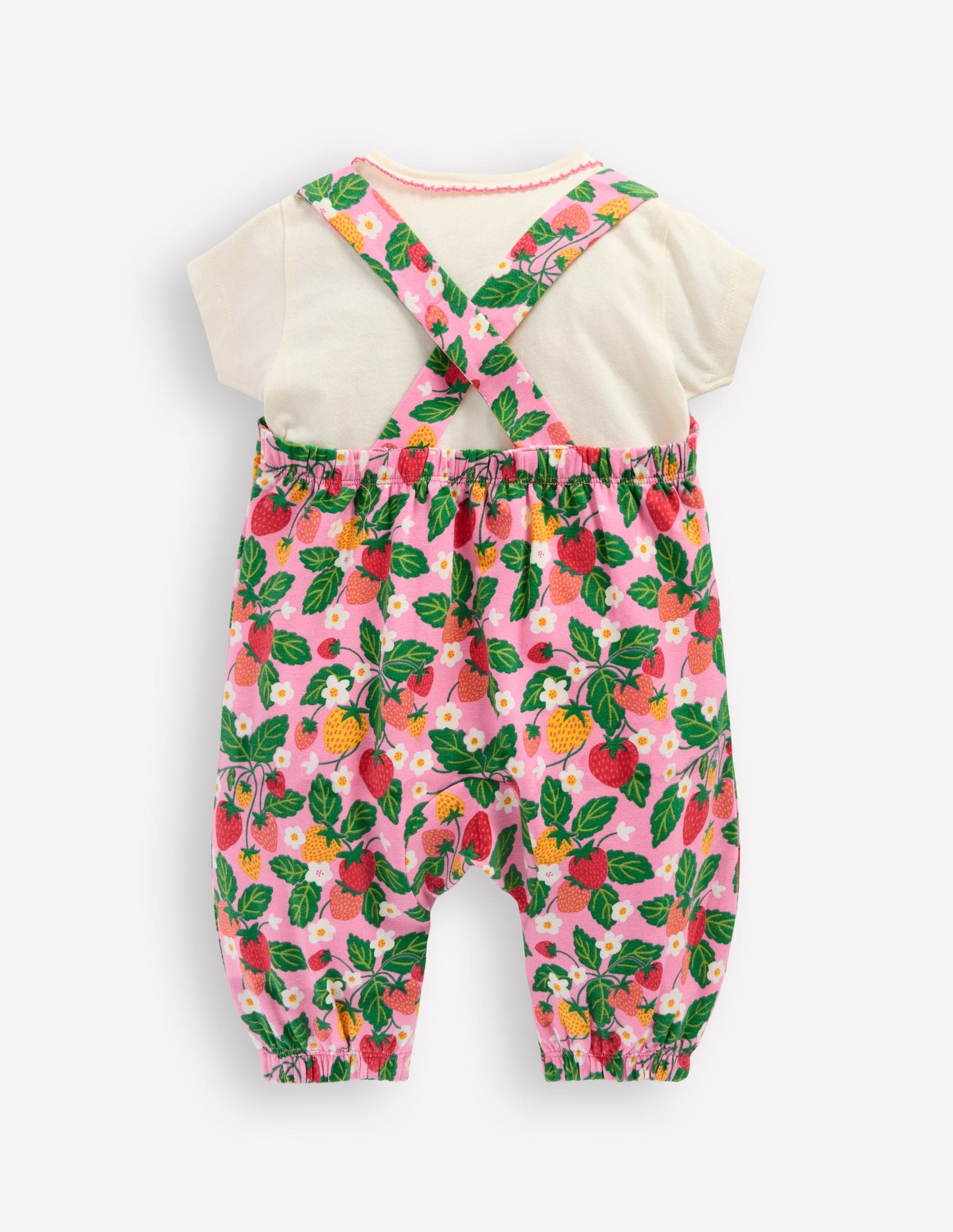 Short Sleeve Dungaree Set-Strawberry Patch