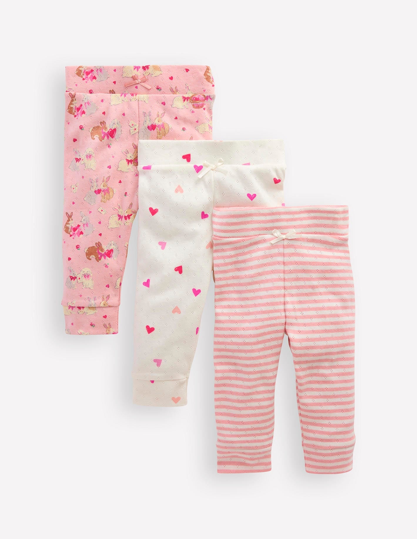 3 Pack Pointelle Leggings-Pink Love Bunnies