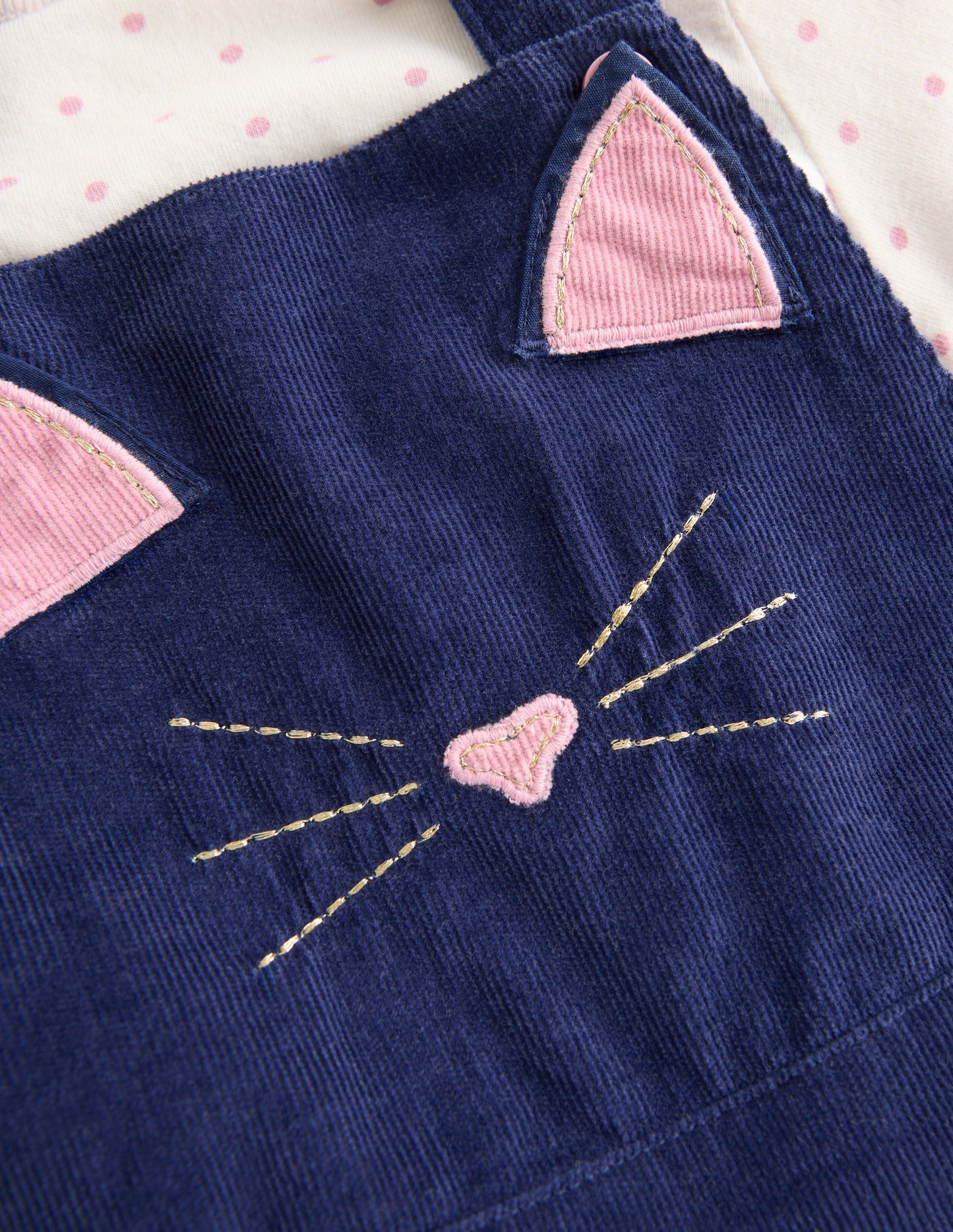 Woven Dungaree Set-Navy Cat