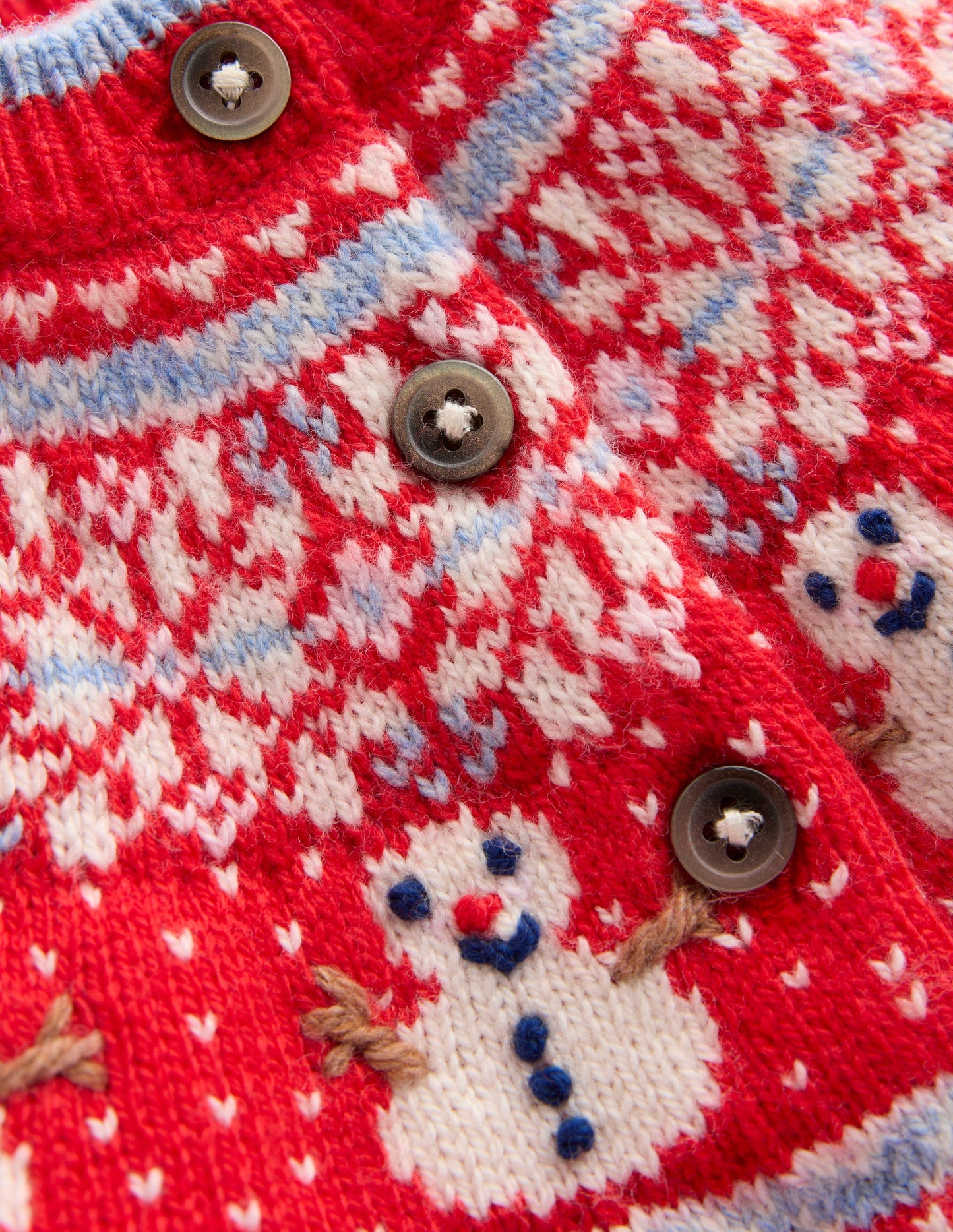 Fair Isle Cardigan-Poppy Red Snowman