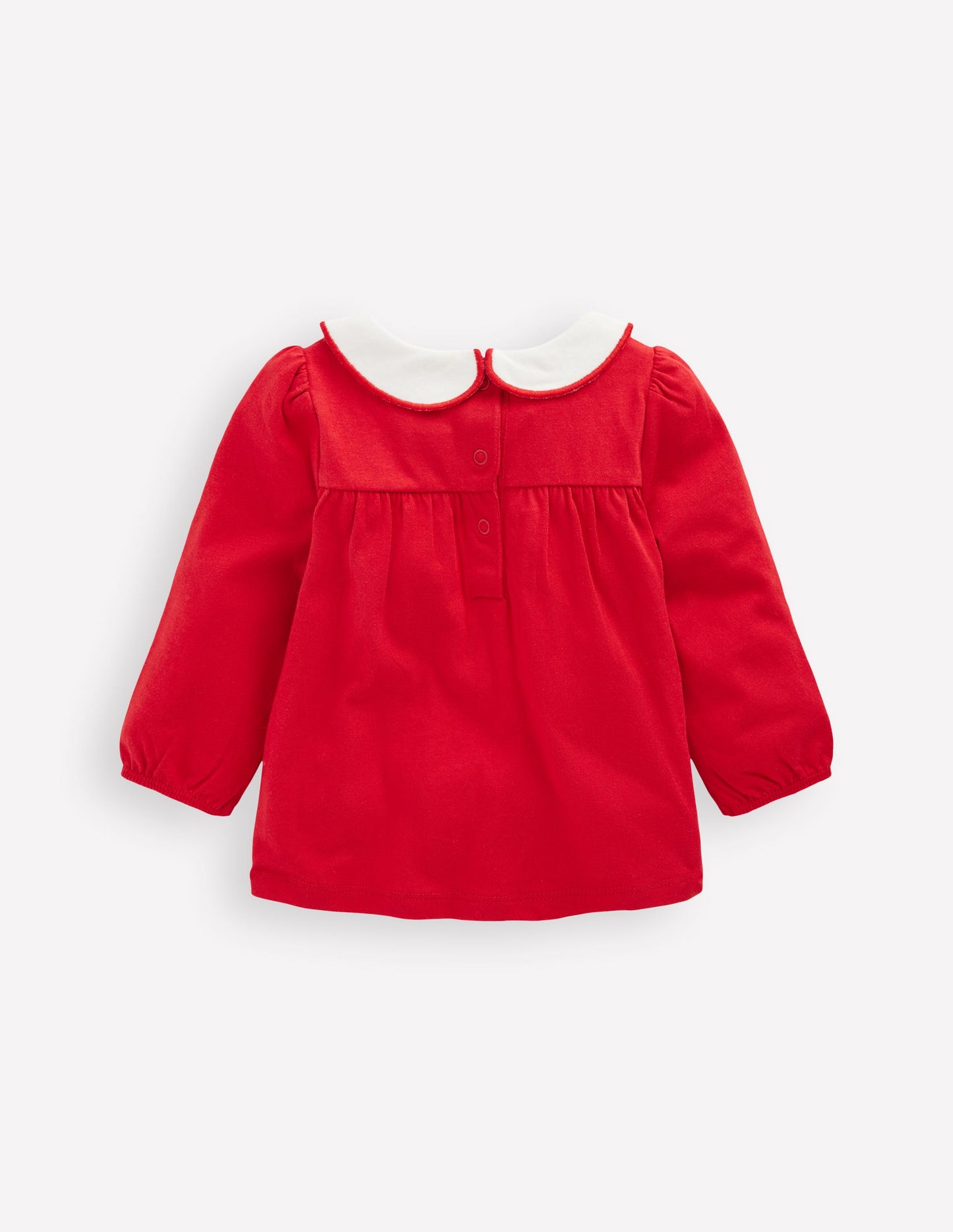 Embroidered Collar Jersey Top-Rockabilly Red
