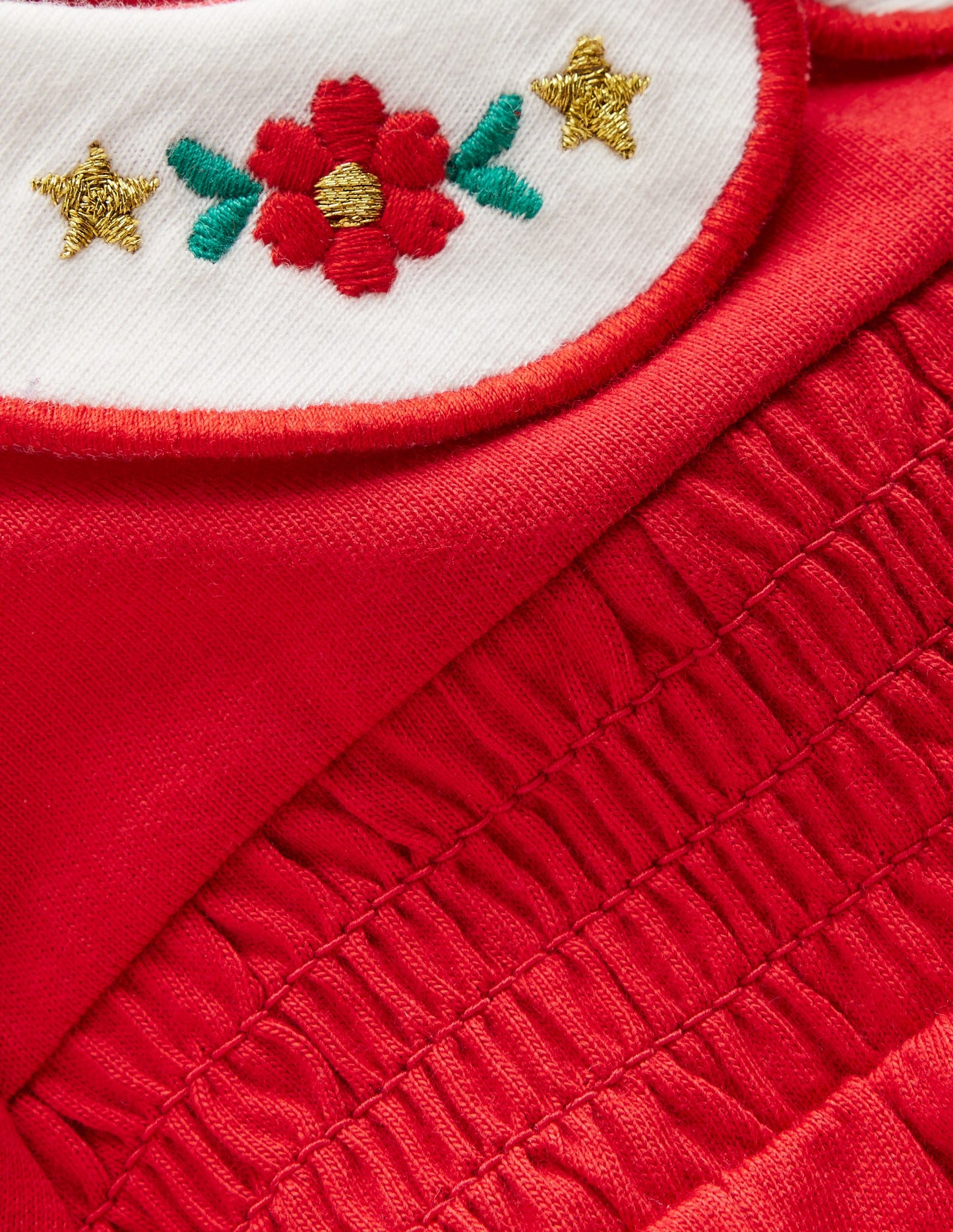 Embroidered Collar Jersey Top-Rockabilly Red