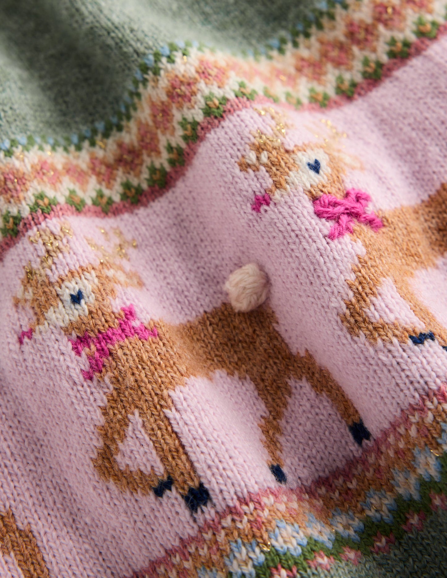 Fair Isle Knitted Dress-Eucalyptus Reindeer Fair Isle
