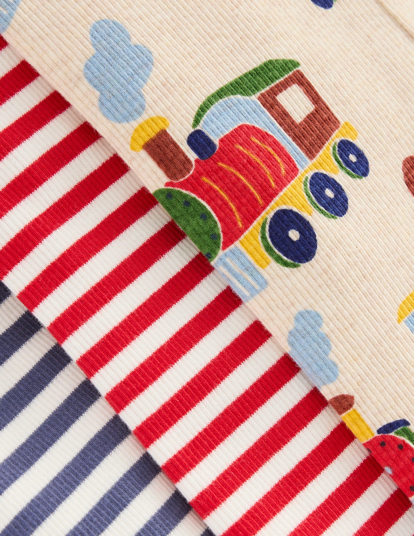 3-pack Ribbed Leggings-Oatmeal Marl Trains