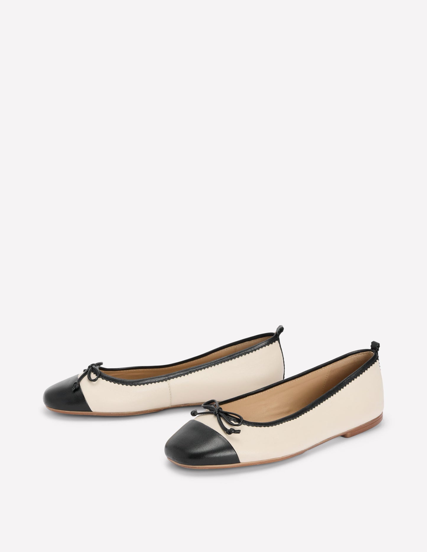 Kitty Flexi Sole Ballet Pumps-Ecru/Black