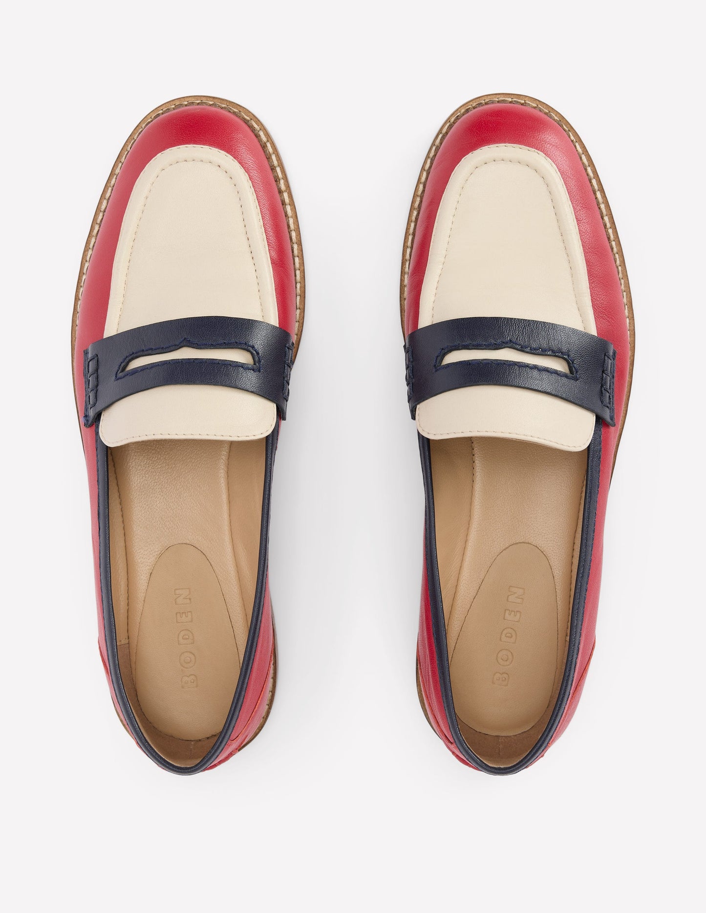 Nya Penny Loafers-Pillarbox Red/Navy