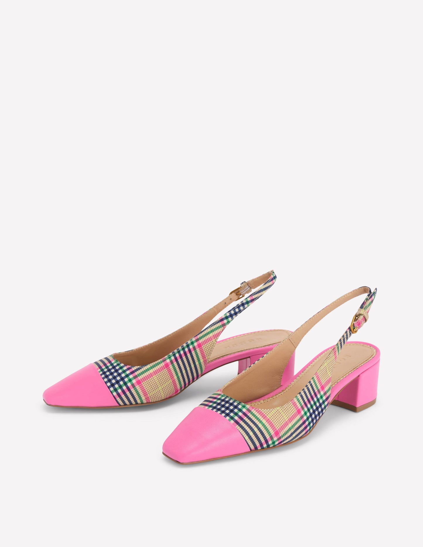 Ailsa Block Heel Slingbacks-Multi Check