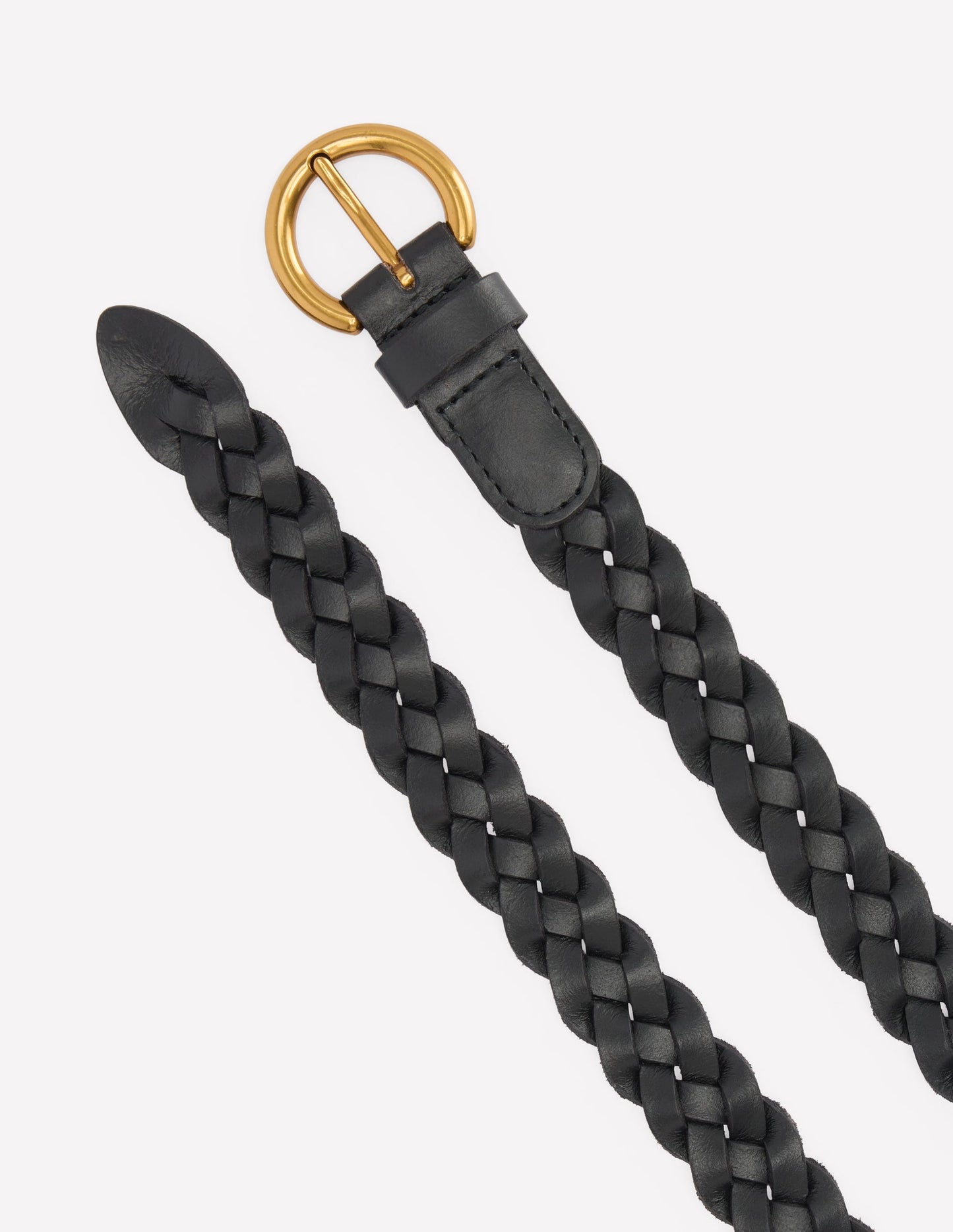 Skinny Plaited Belt-Black
