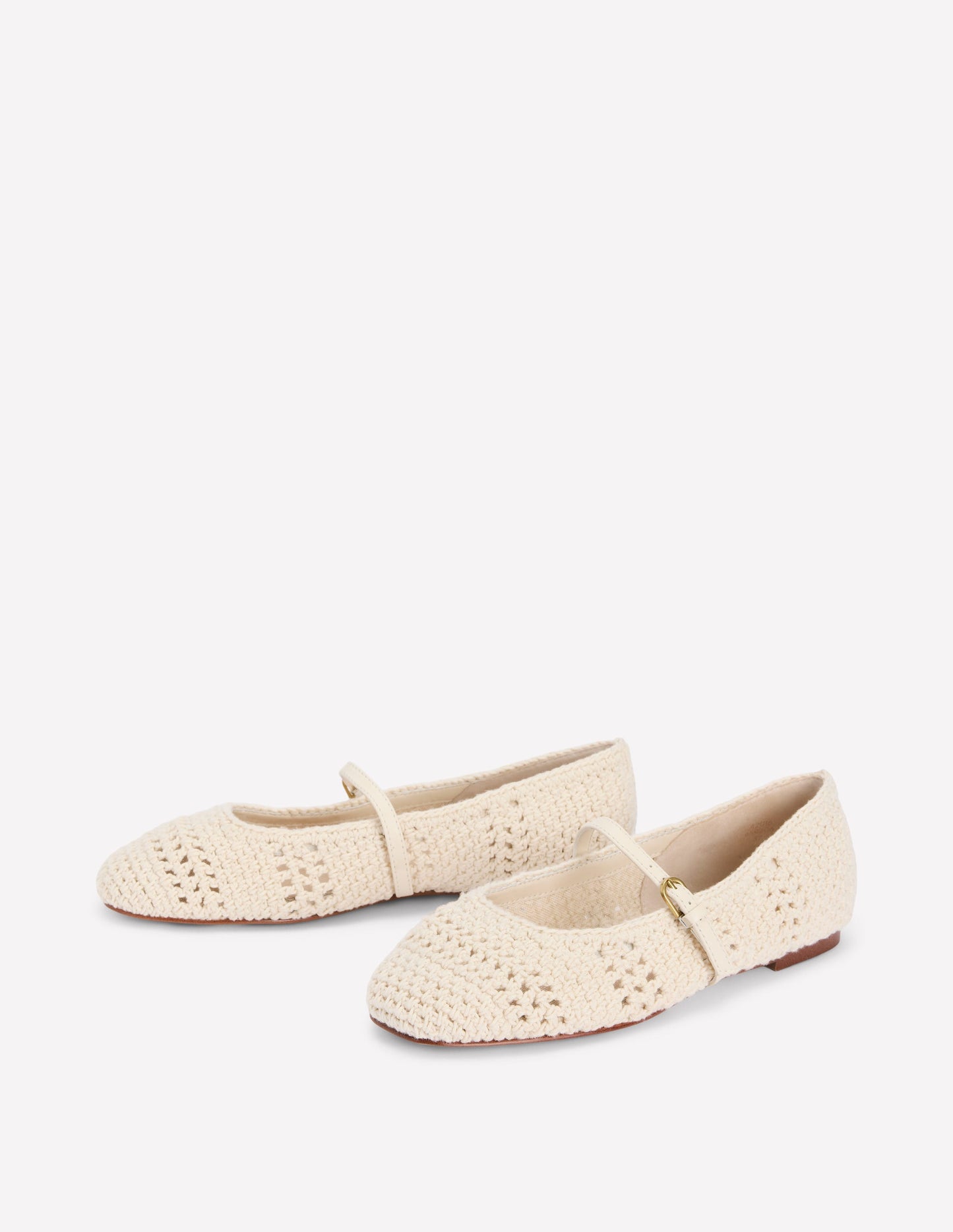 Crochet Mary Jane Flats-Ecru