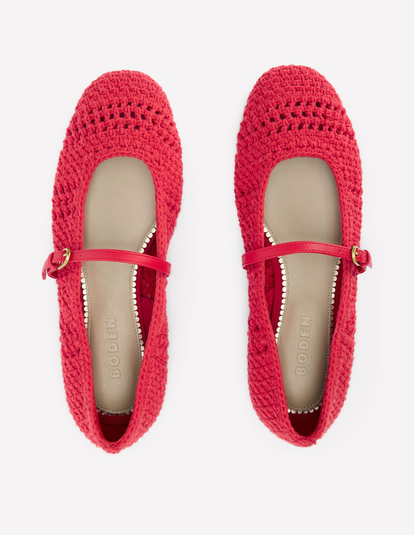 Crochet Mary Jane Flats-Post box Red