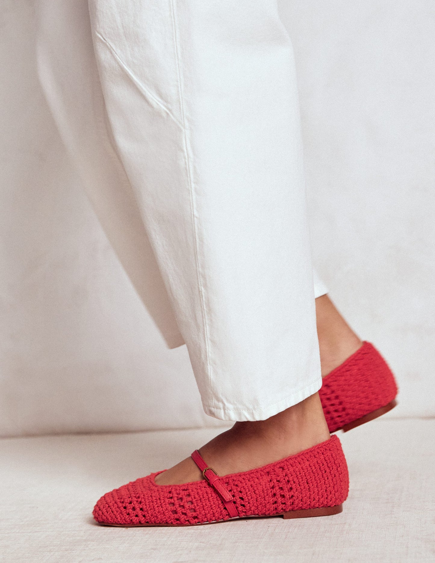 Crochet Mary Jane Flats-Post box Red