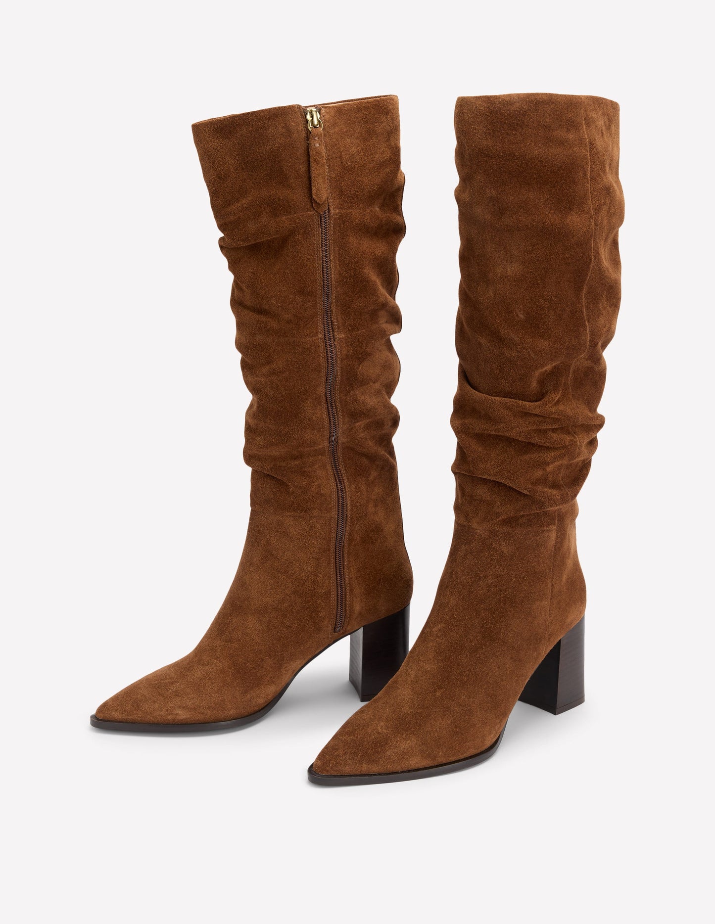 Vera Block Heel Point Boots-Tan