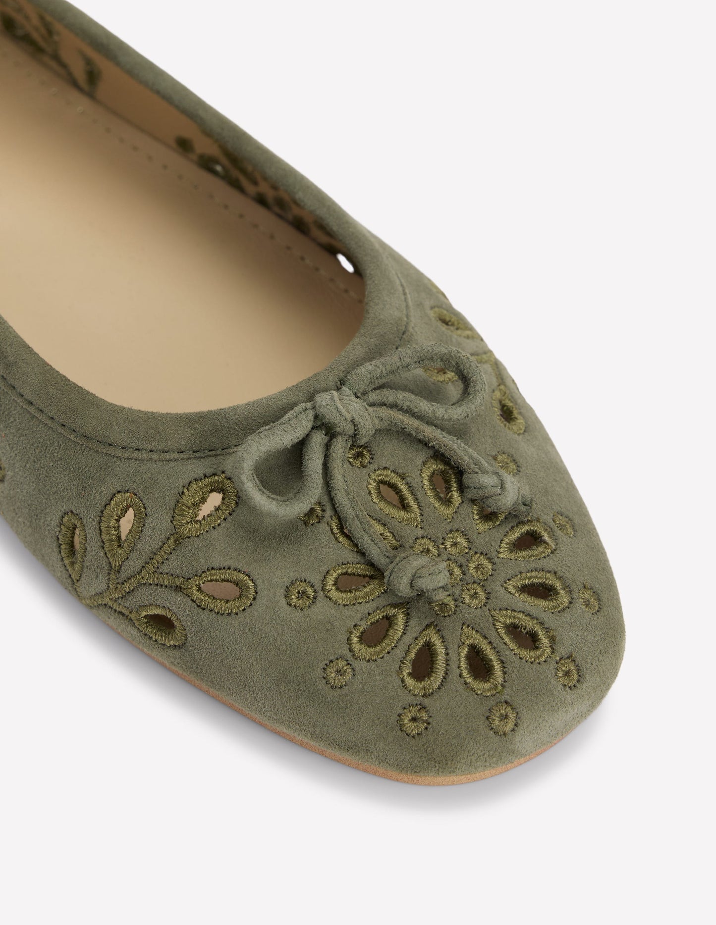 Cut Out Ballet Flats-Deep Olive