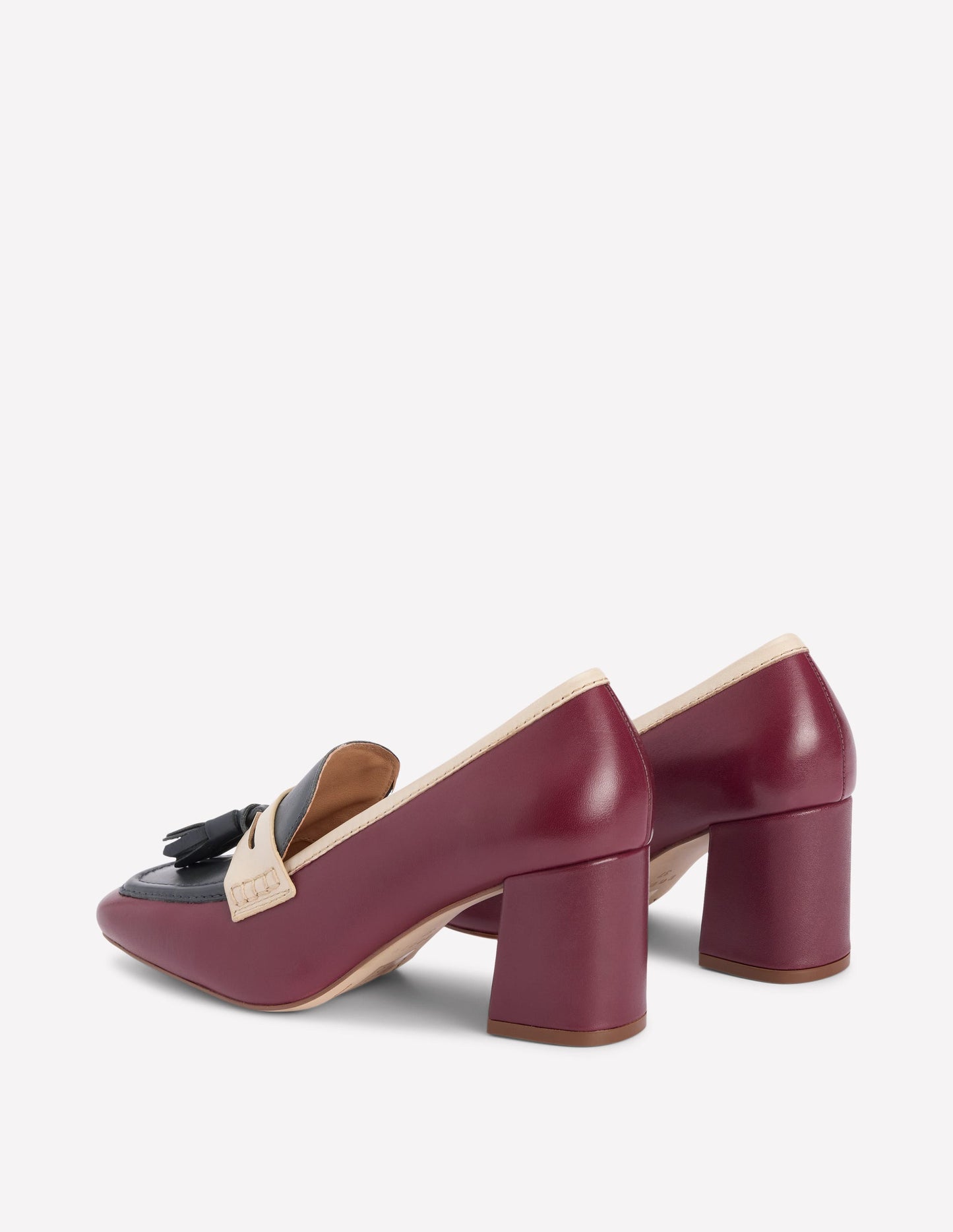 Sol Block Heeled Penny Loafers-Oxblood