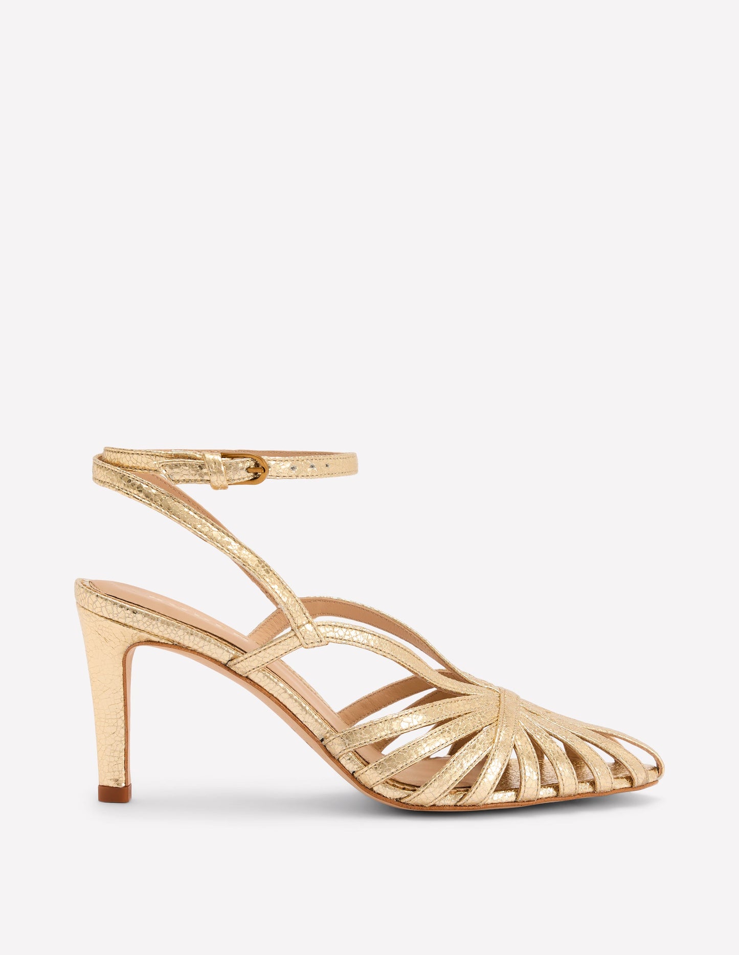Heeled Cage Sandals-Gold Metallic