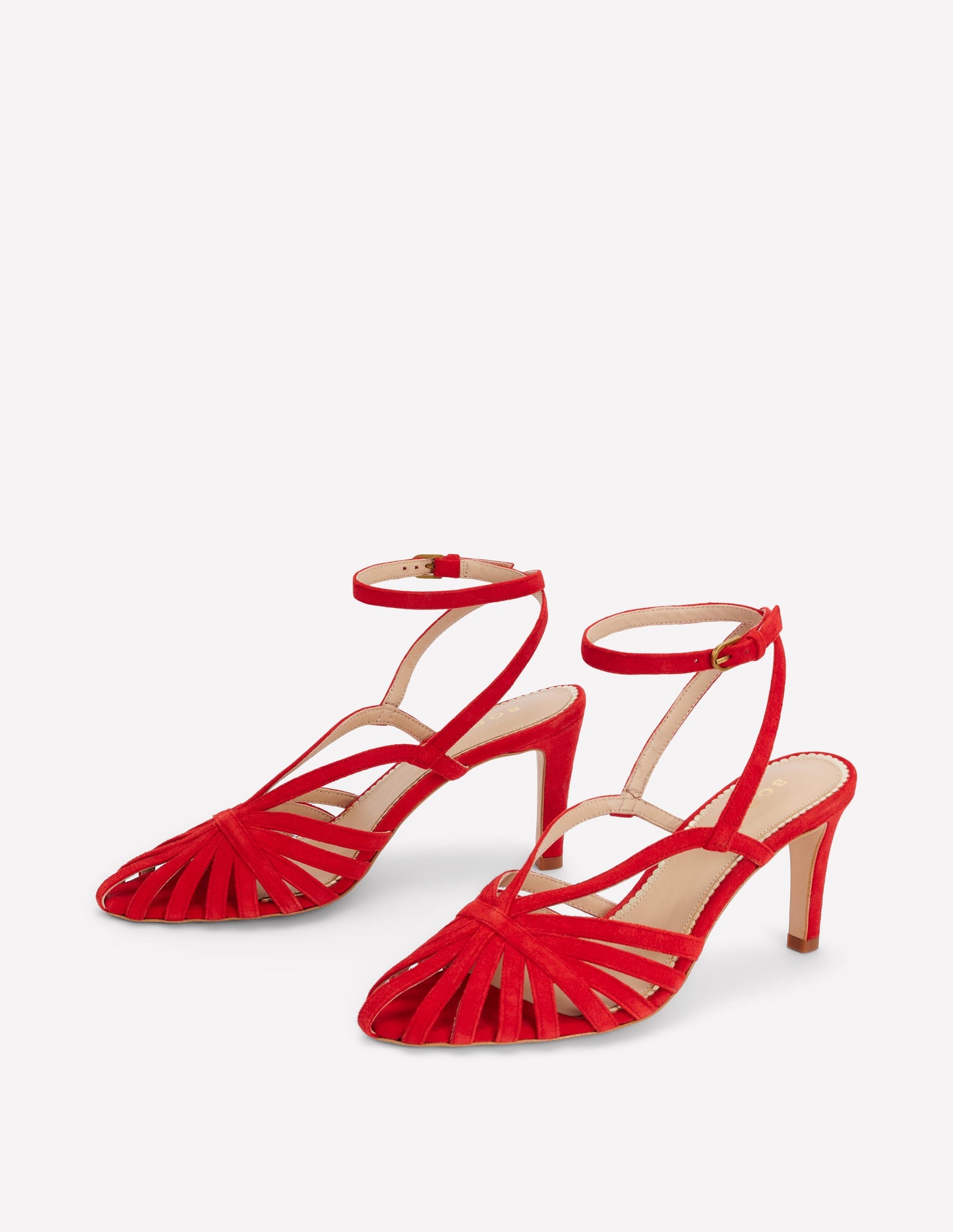 Heeled Cage Sandals-Post Box Red