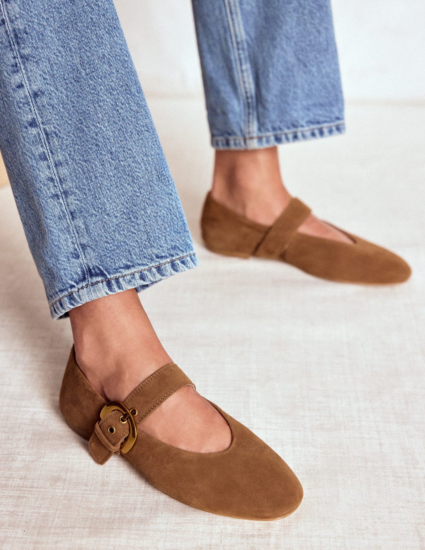 Kylie Flat Buckle Mary Jane-Raw Umber