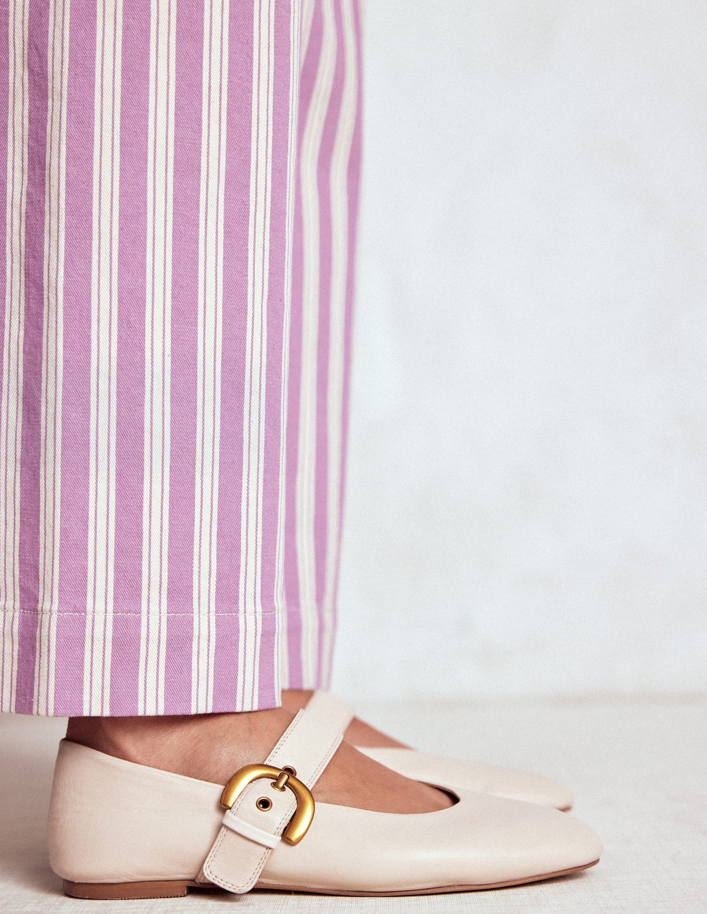 Kylie Flat Buckle Mary Jane-Ecru