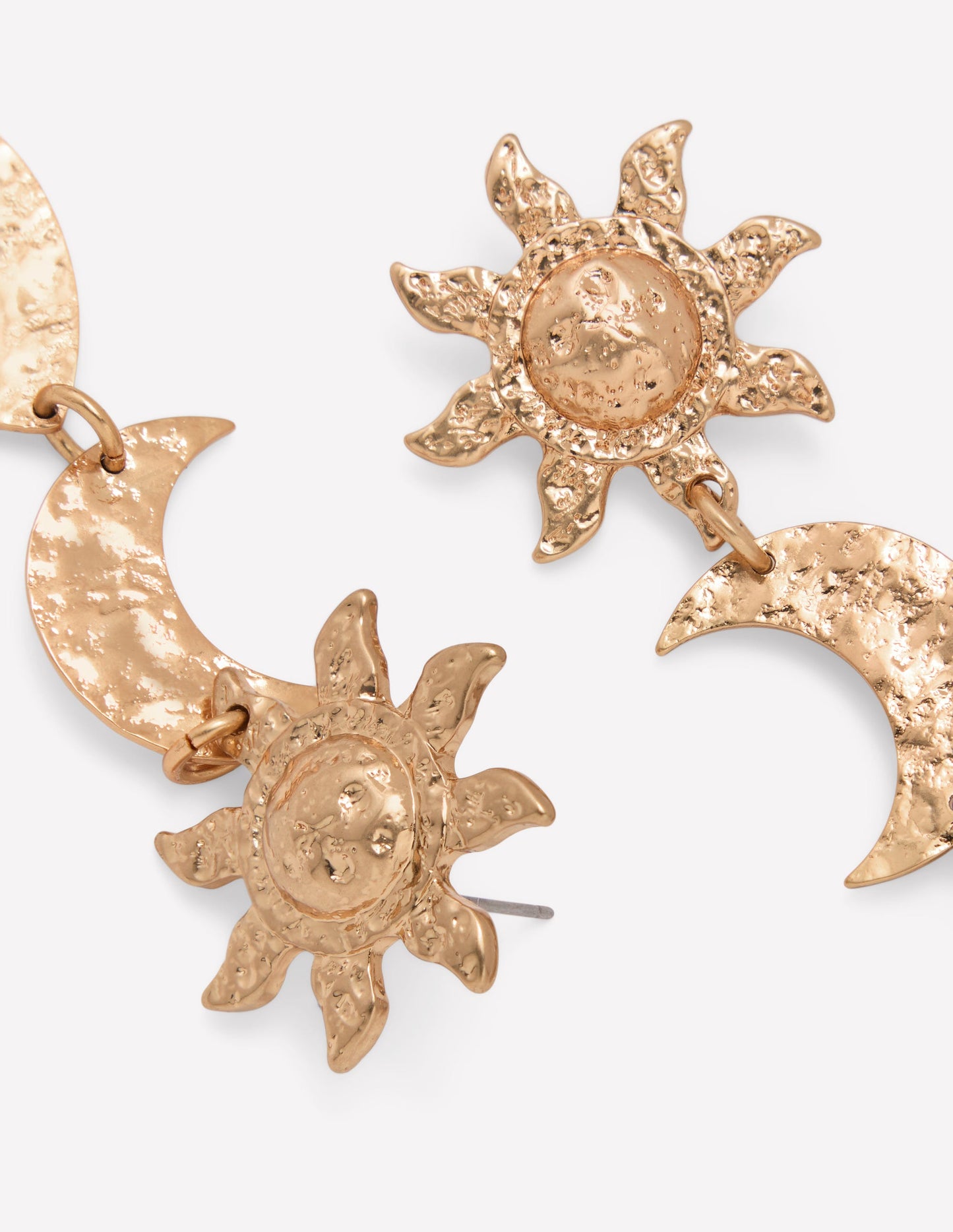 Hammered Motif Earrings-Gold Colour