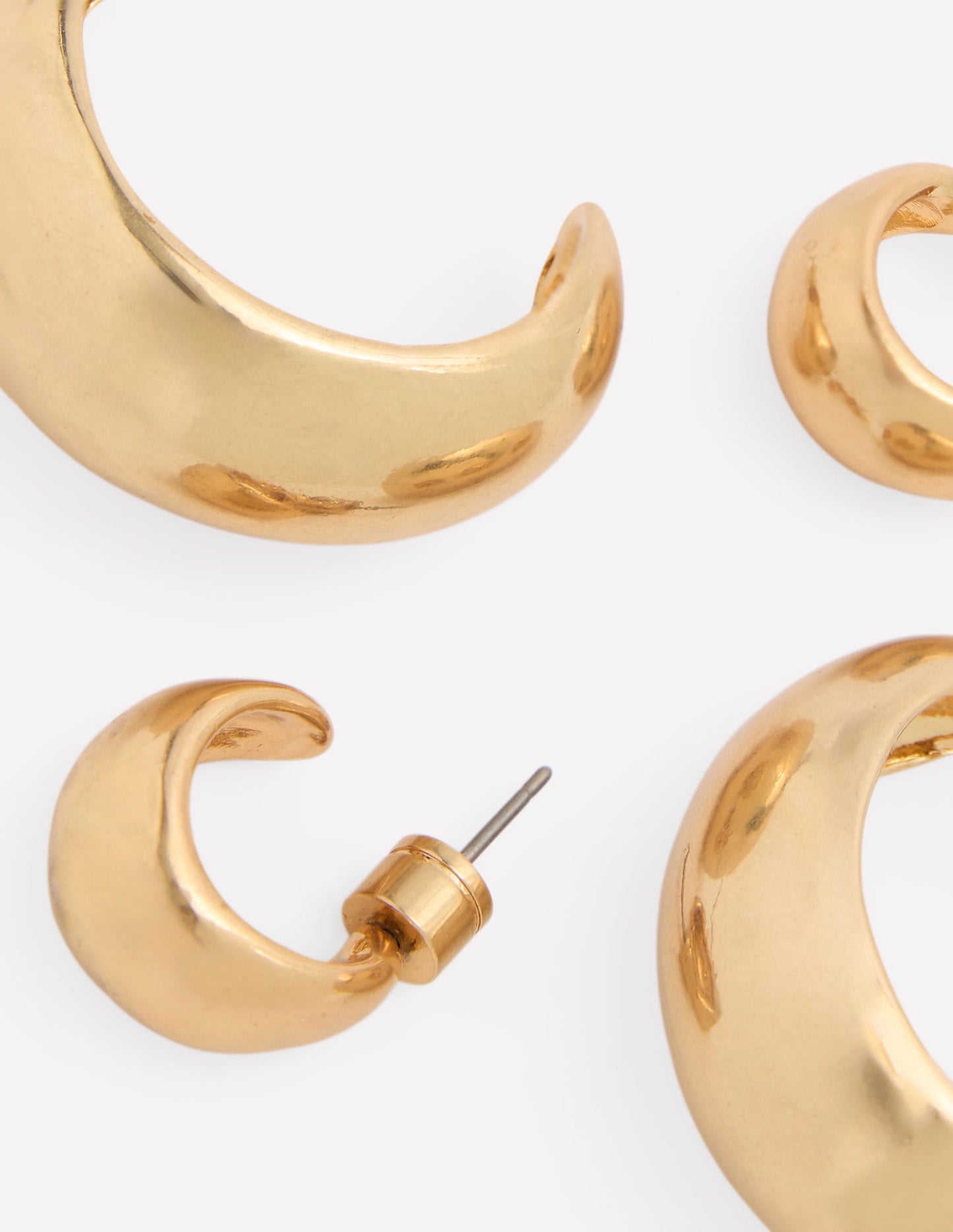 Smooth Dome 2-Pack Earrings-Gold Metallic