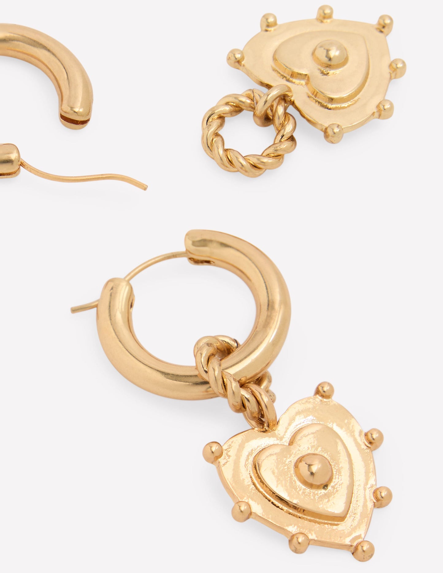 Heart Charm Earrings-Gold Colour
