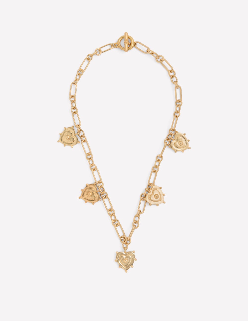 Multi-Heart Charm Necklace-Gold