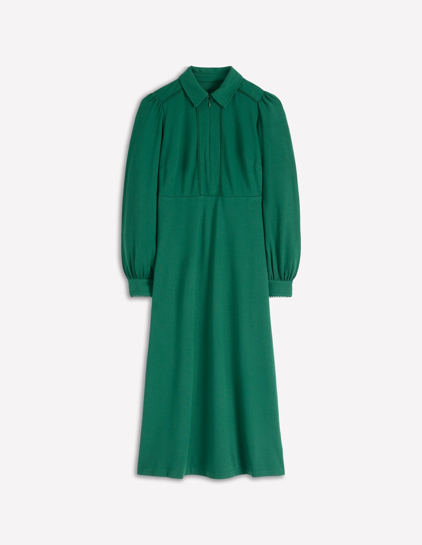 Pip Zip-Up Ponte Midi Dress-Emerald Night