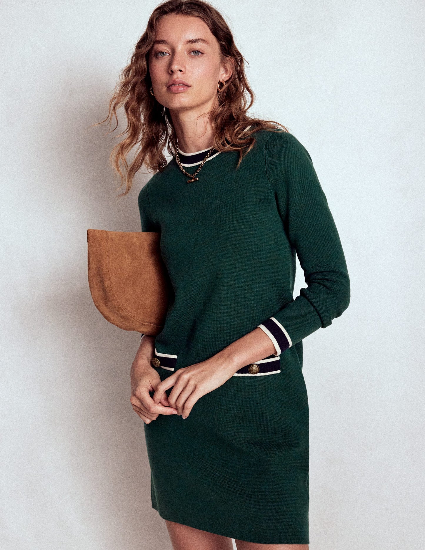 Holly Knitted Shift Dress-Emerald Night