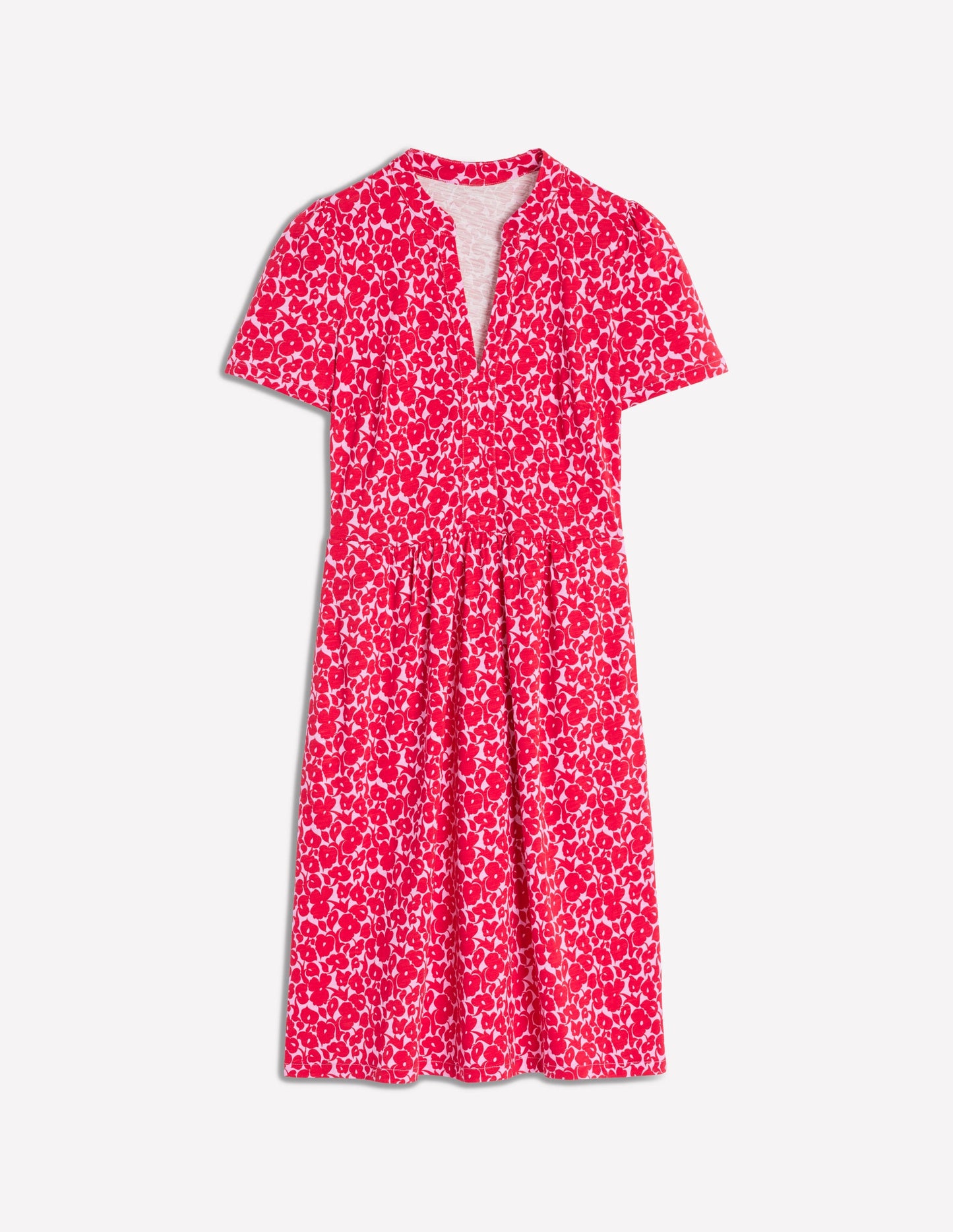 Naomi Short Sleeve Dress-Jewel Red, Leafy Grove